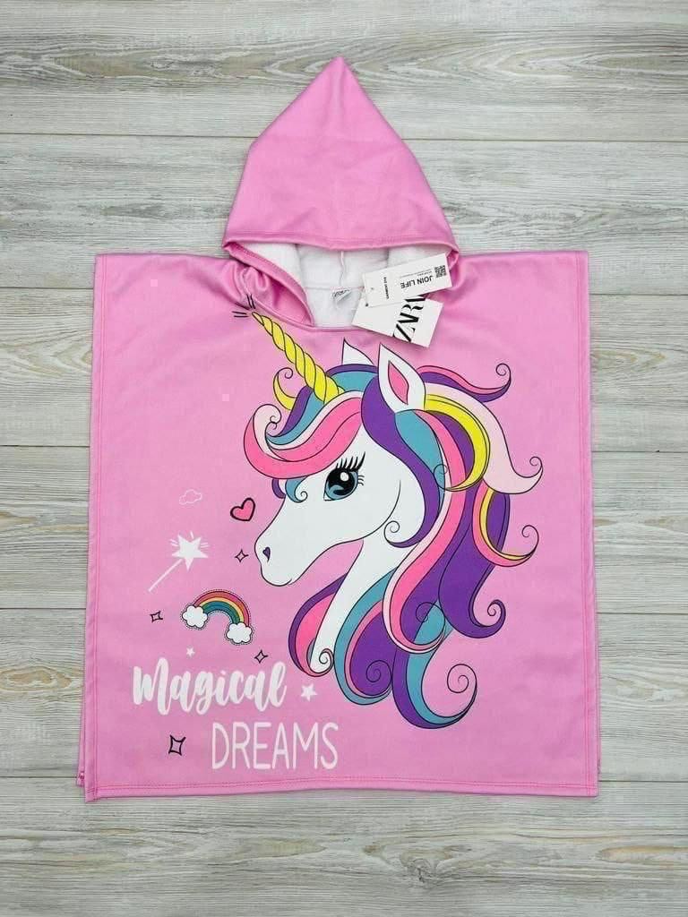 Kız Çocuk Pembe Unicorn Panço Havlu