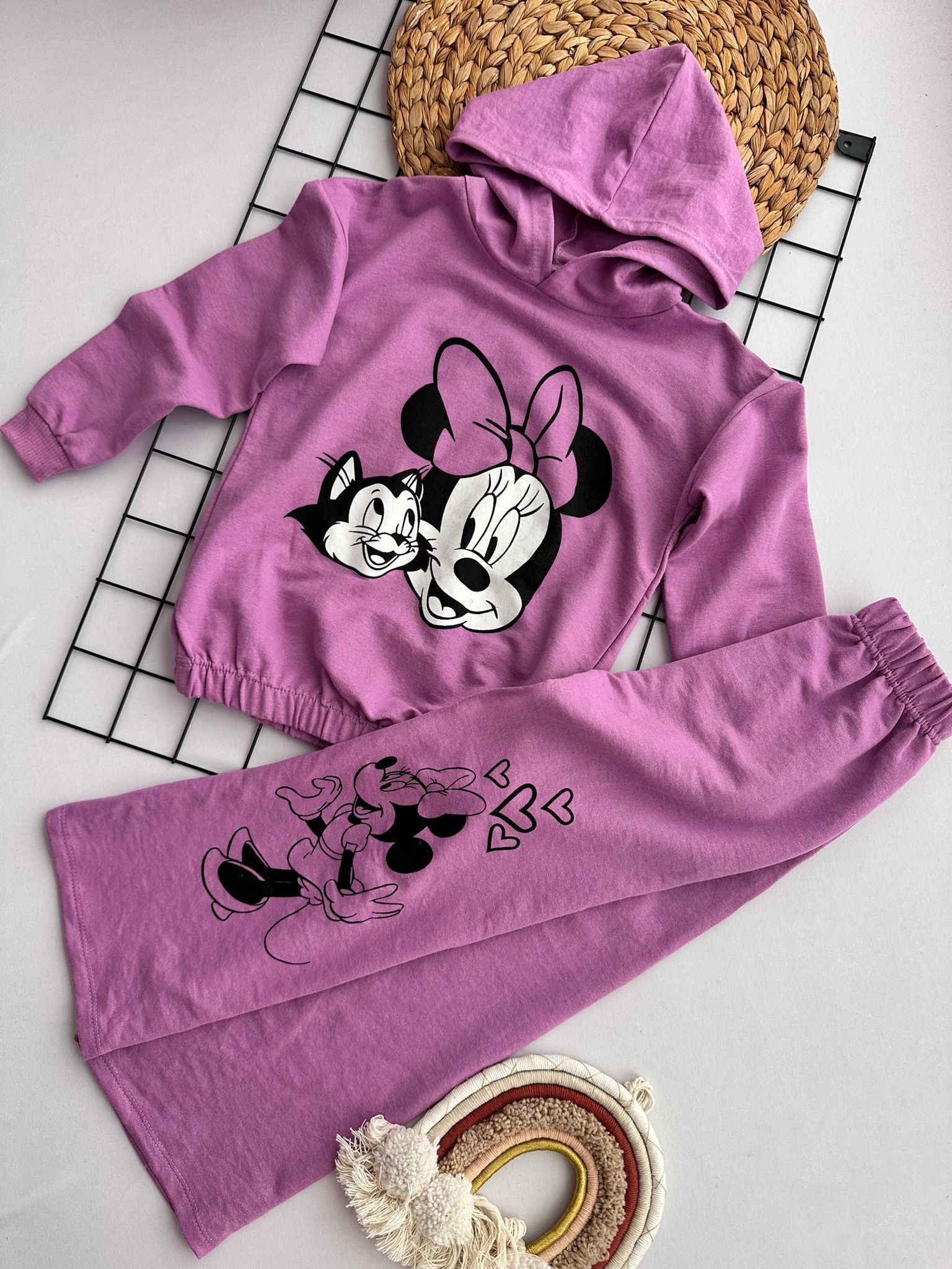 Kız Çocuk Mor Minnie Mouse Beli Lastikli 2'li Takım