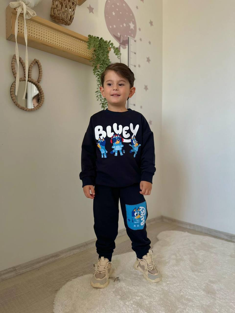 Erkek Çocuk Siyah Bluey Alt-Üst Takım