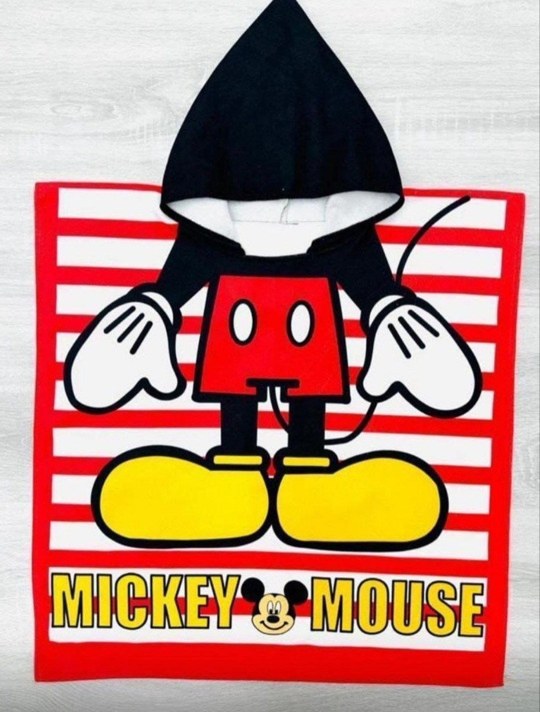 Kırmızı Mickey Mouse Çizgili Panço Havlu