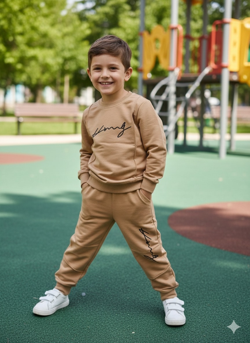 Erkek Çocuk Mavi Long Yazılı Takım