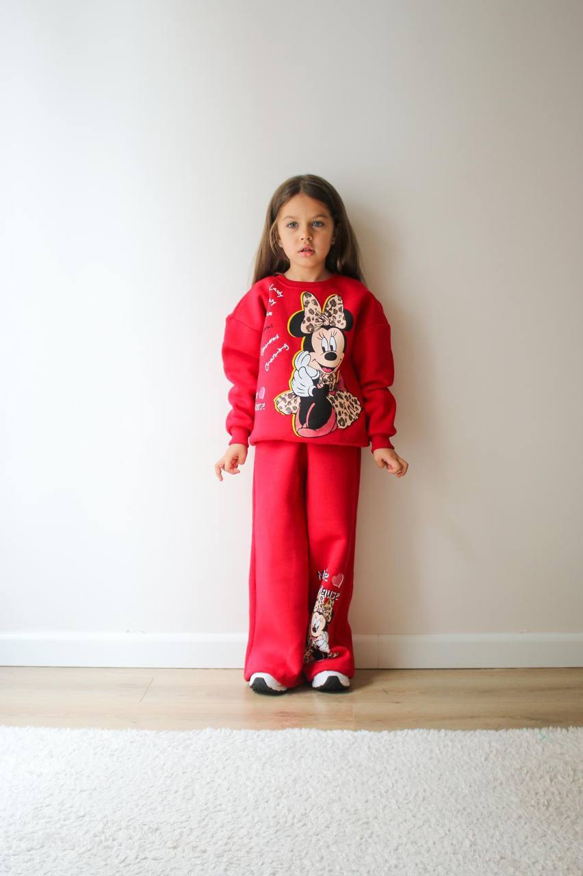 Kız Çocuk Kırmızı Minnie Mouse Alt-Üst Takım