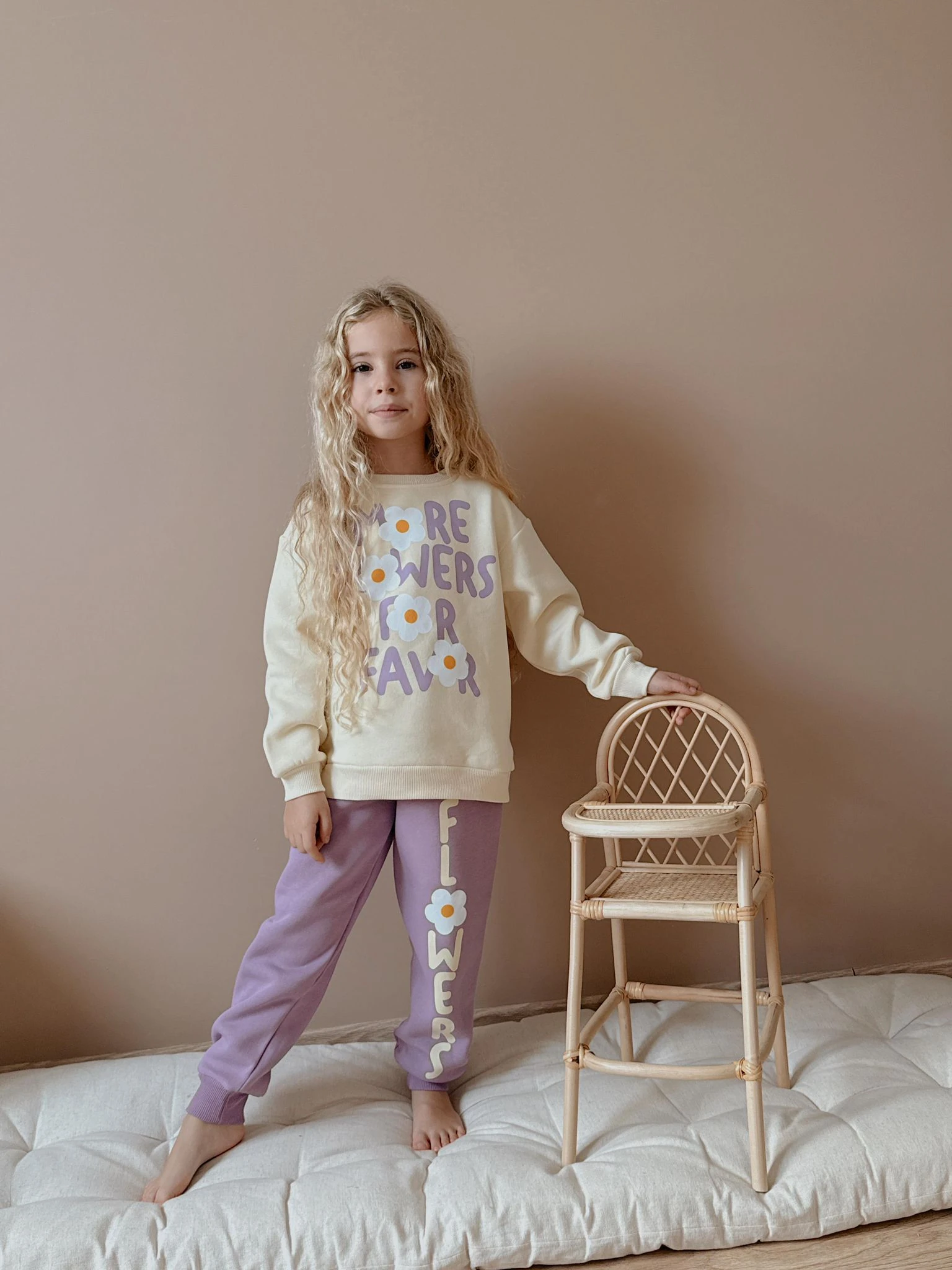 Kız Çocuk Lila Çiçekli 2’li Takım