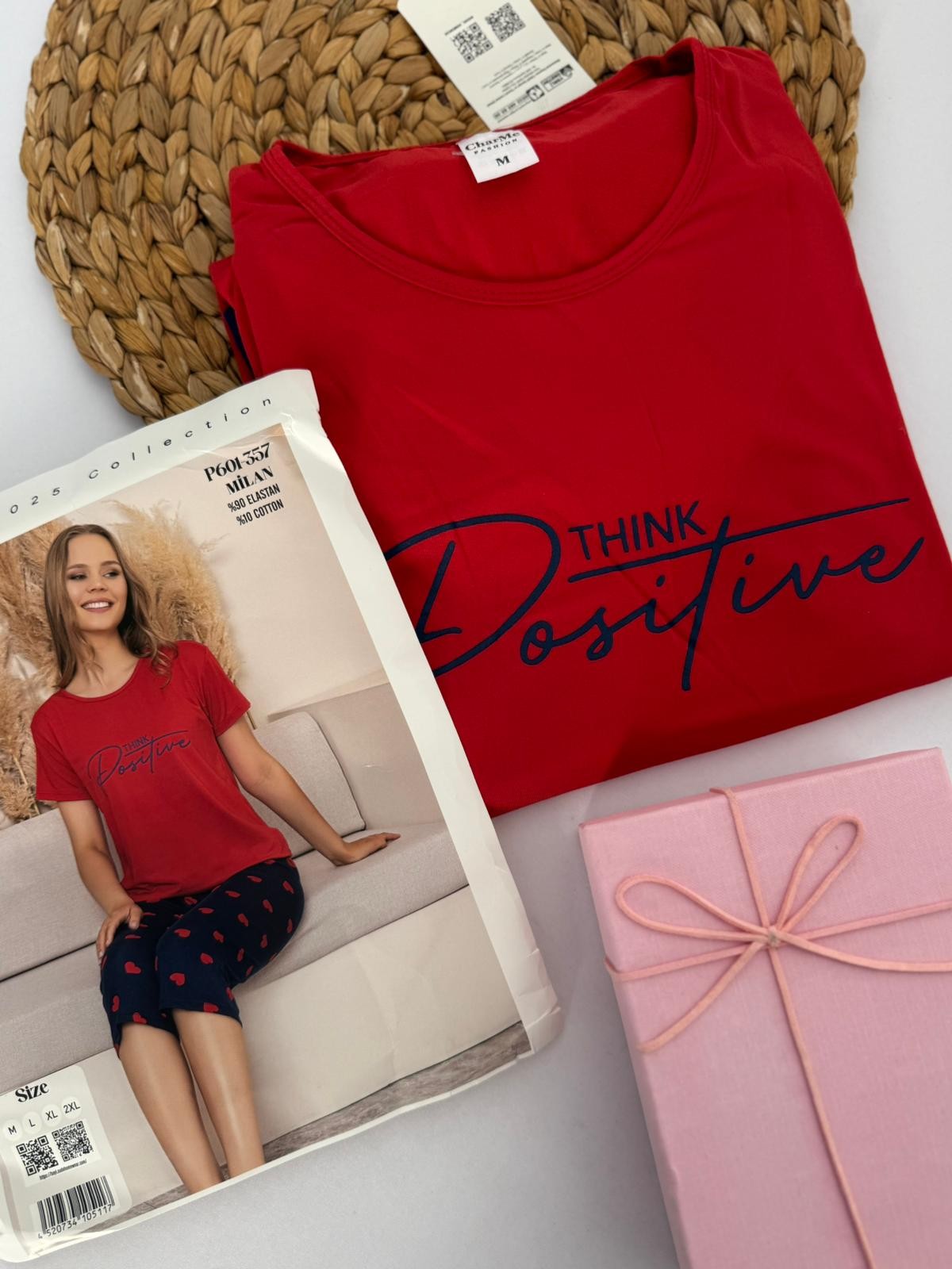 Kırmızı Think Dosilive Kaprili Kadın Pijama Takımı