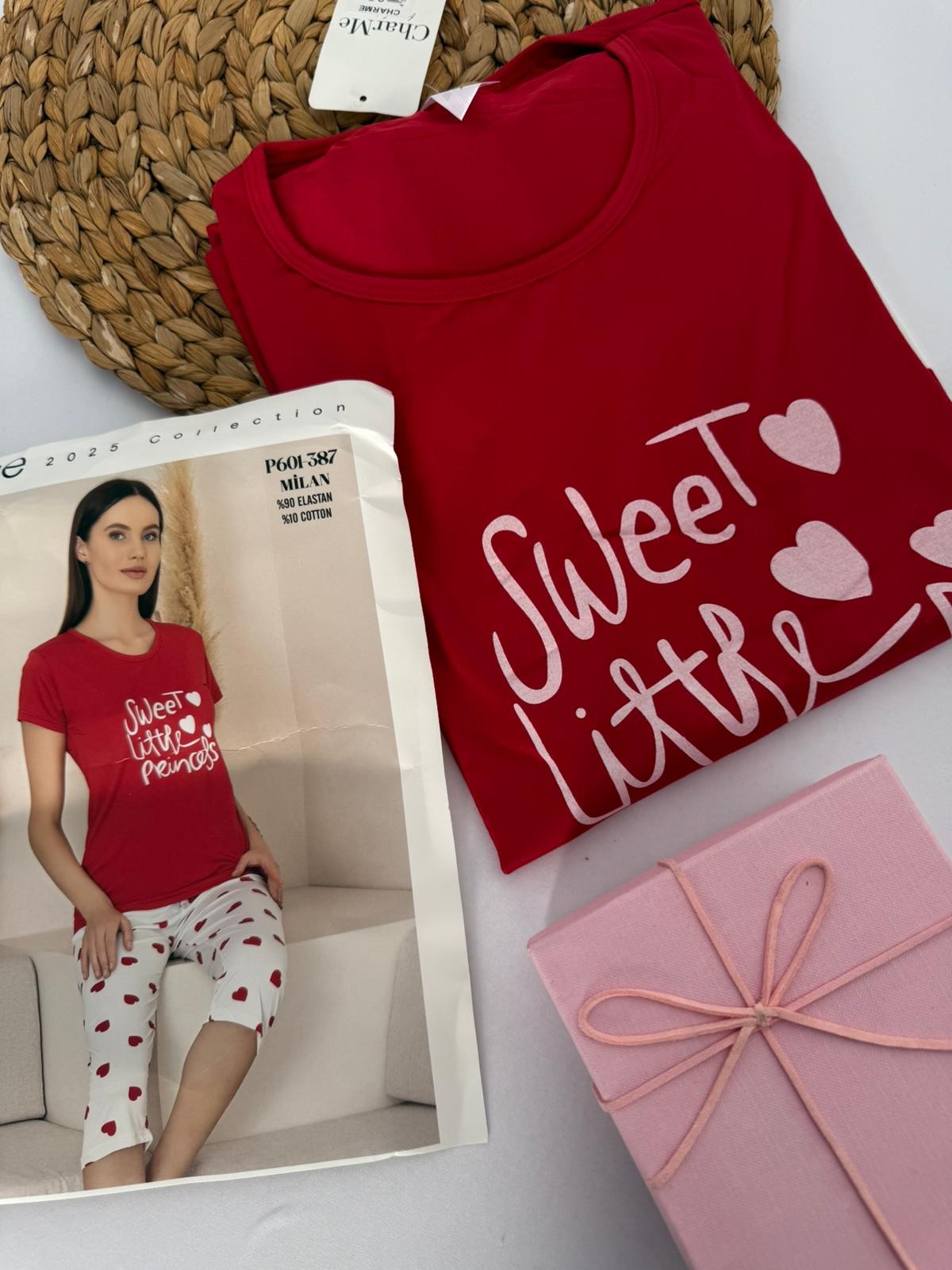 Kırmızı Sweet Little Kaprili Kadın Pijama Takımı