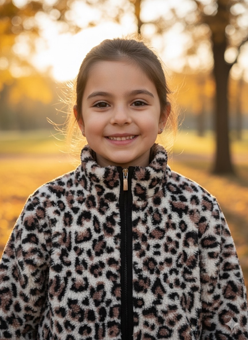 Kız Çocuk Kahve Leopar Peluş Hırka