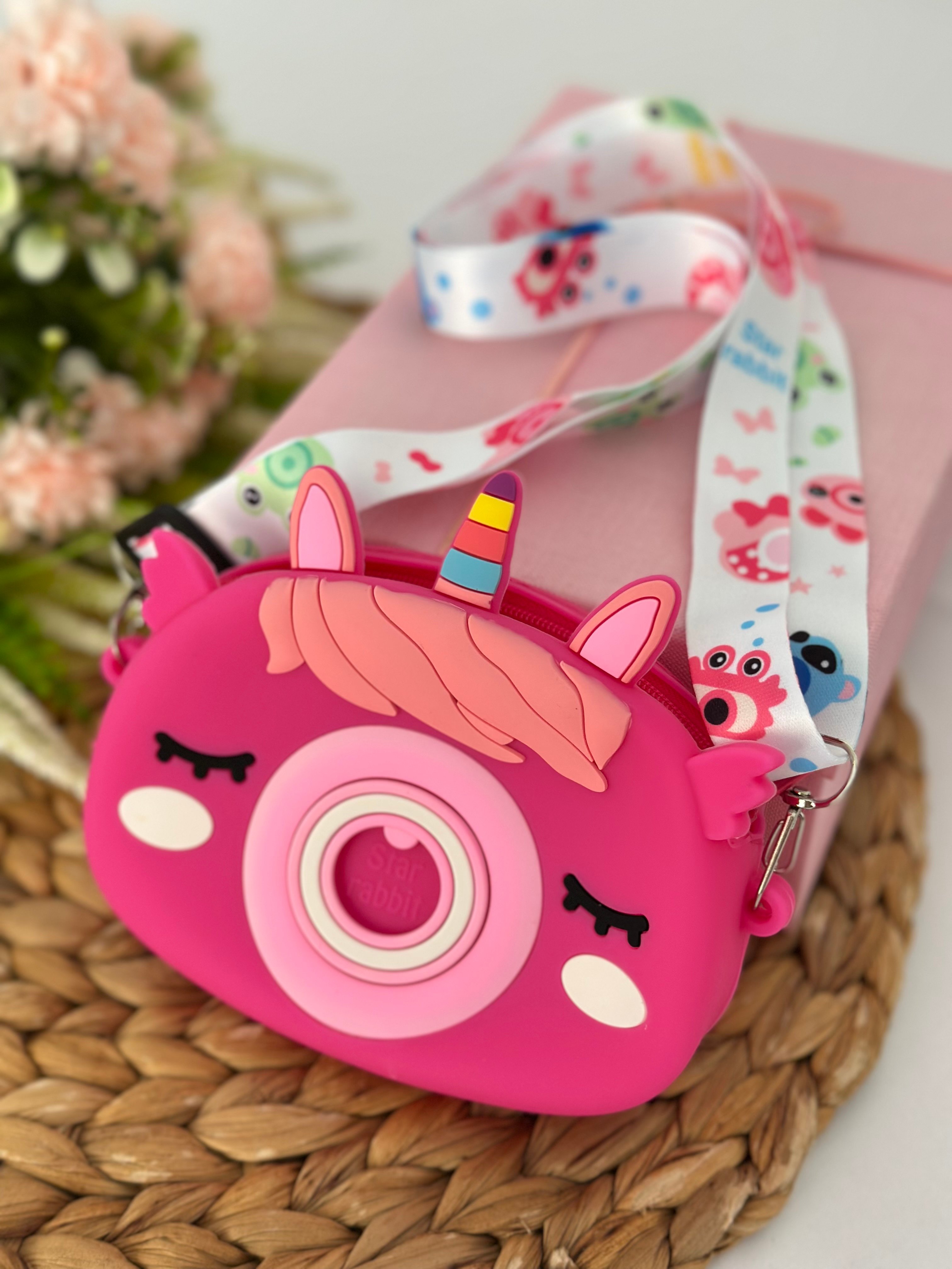 Fuşya Unicornlu Popitli Silikon Çanta 