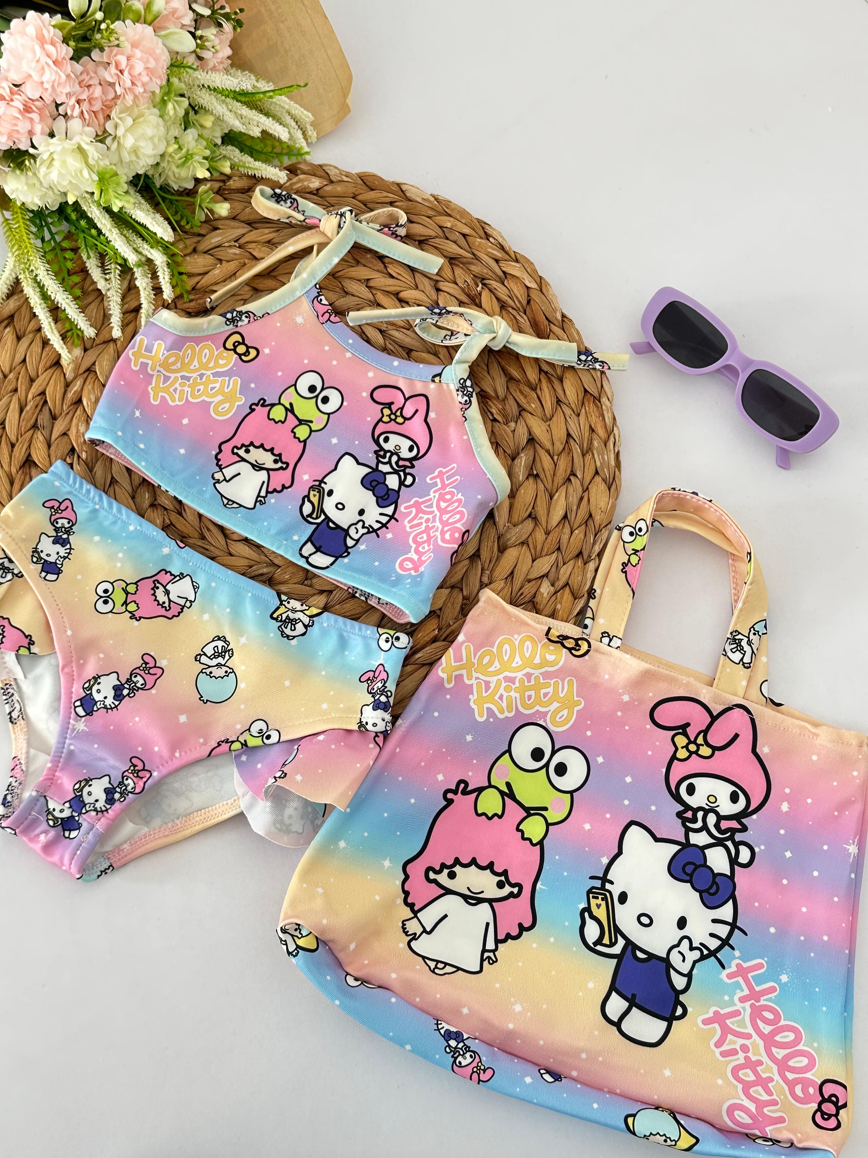 Kız Çocuk Hello Kitty Çantalı Bikini Takımı