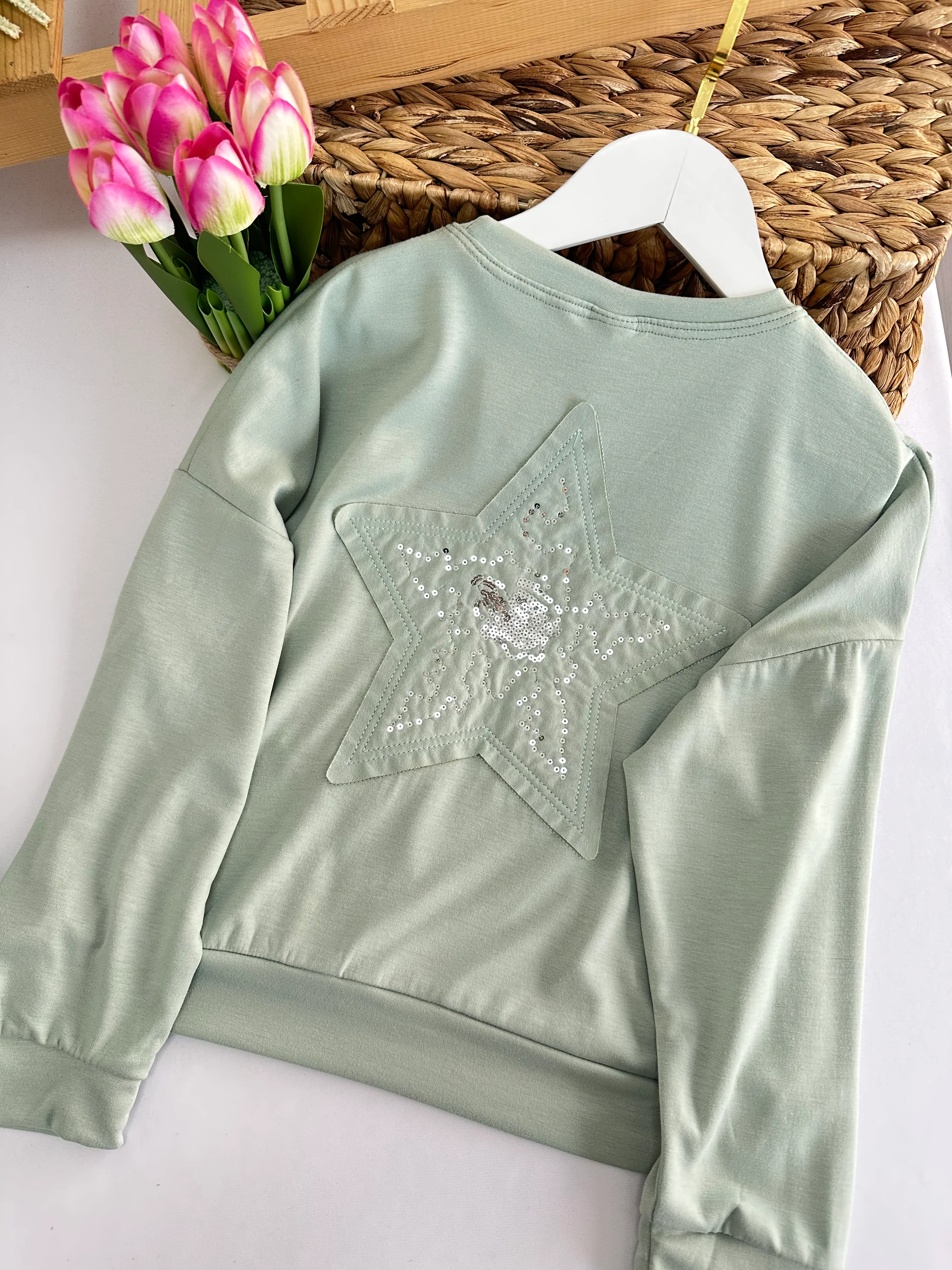 Kız Çocuk Yeşil Oysho Kumaş Yıldızlı Takım