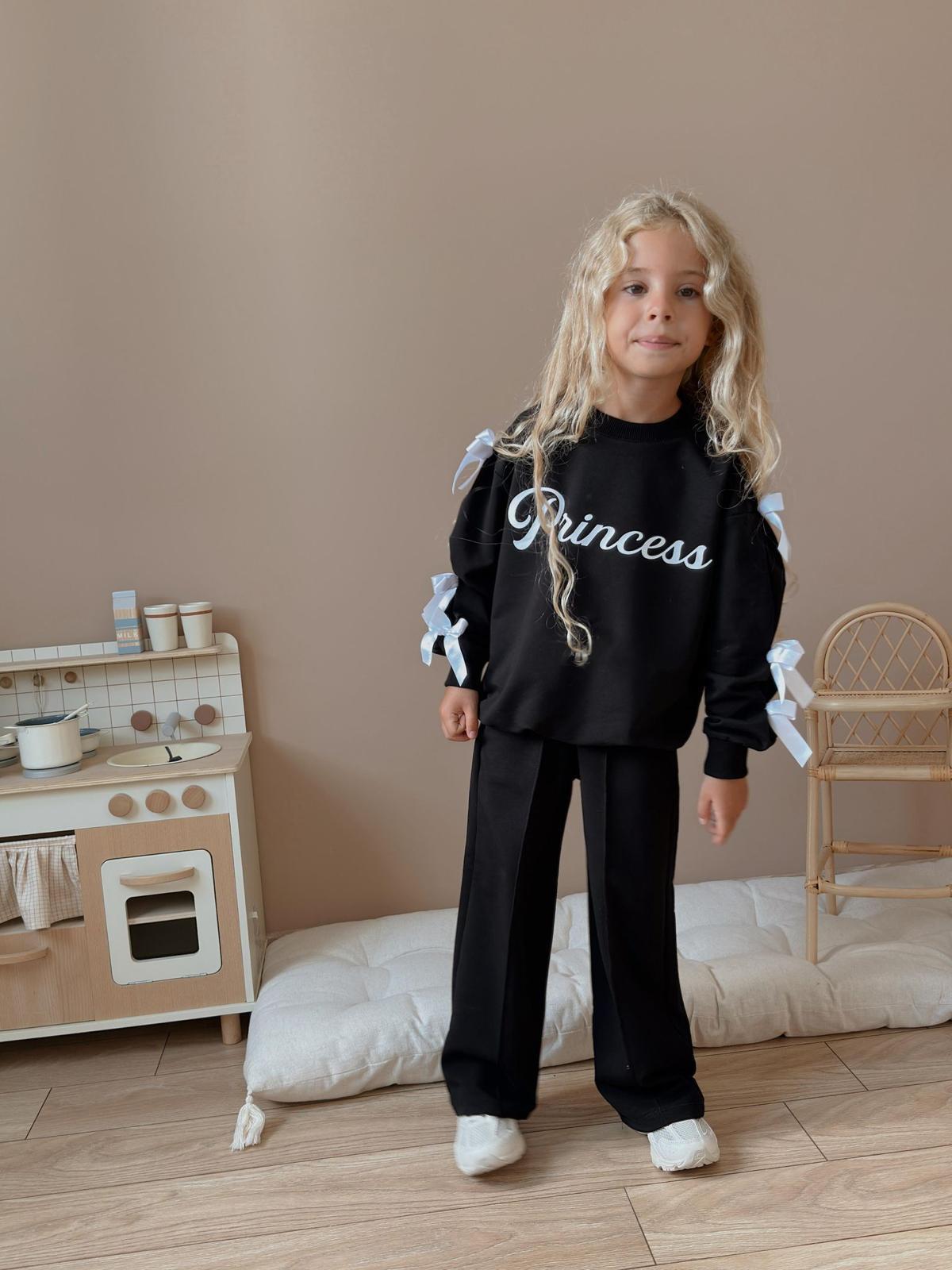 Kız Çocuk Siyah Princess Fiyonklu Takım
