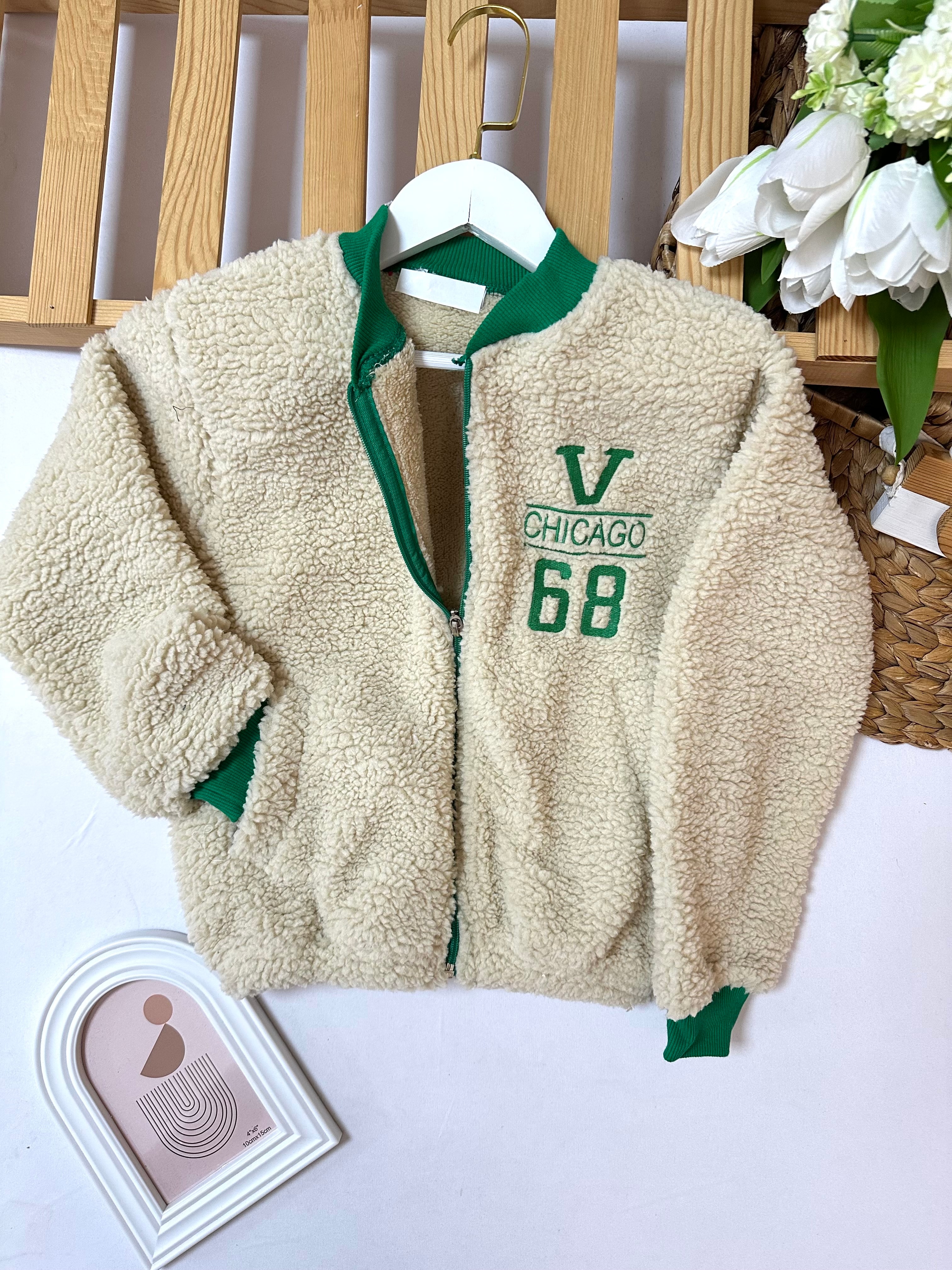 Kız Çocuk Yeşil Chicago Peluş Hırka