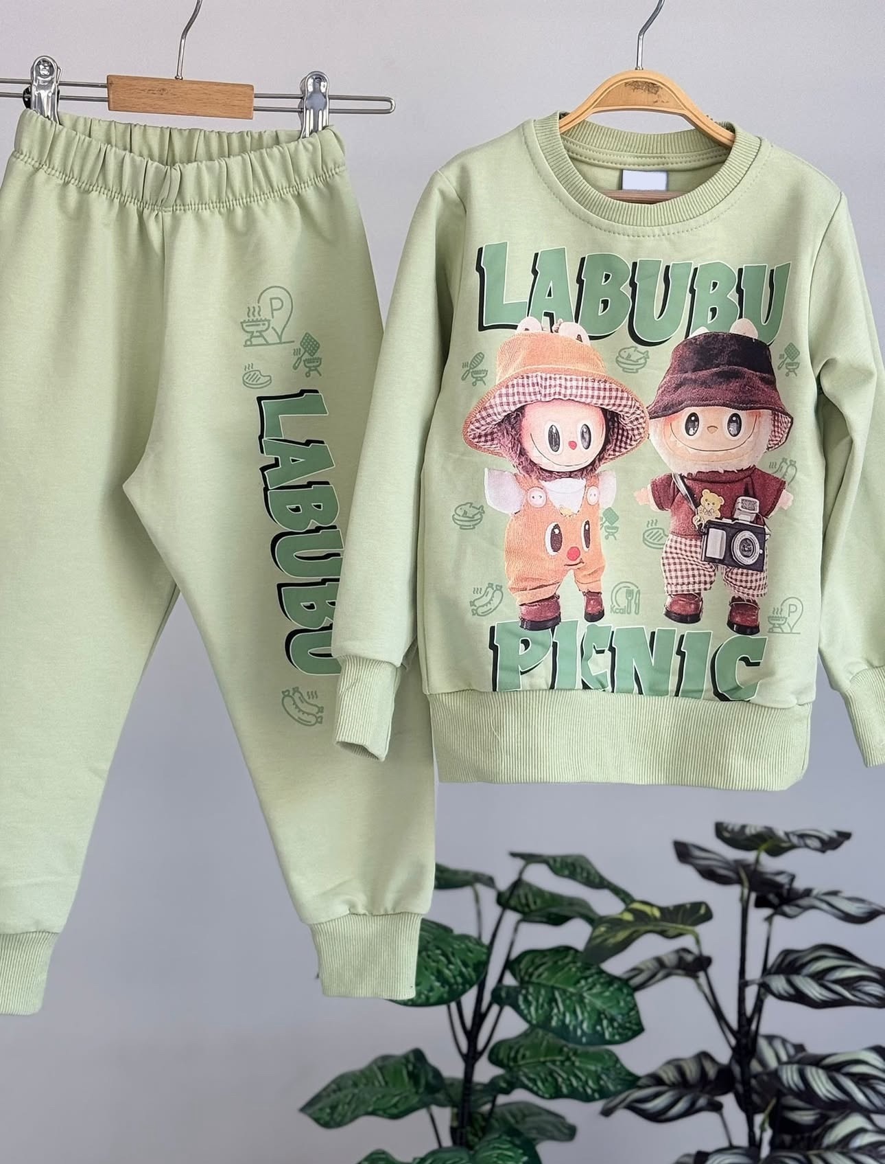 Erkek Çocuk Yeşil Labubu 2’li Takım