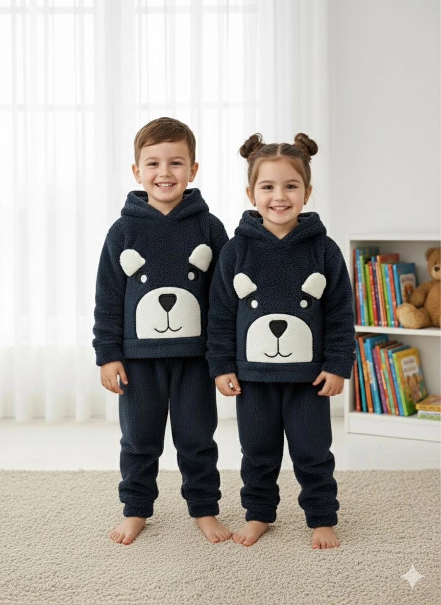 Çocuk Lacivert Ayıcık Peluş Takım