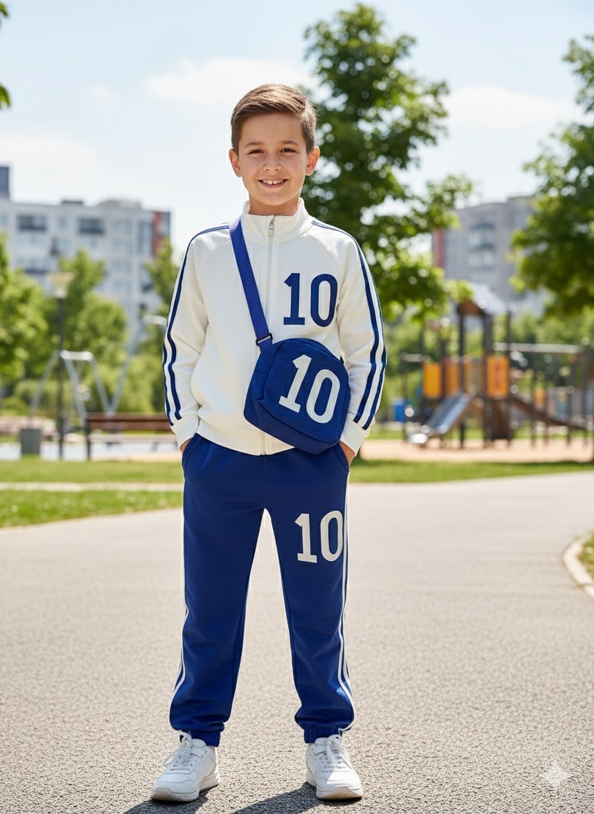 Erkek Çocuk Saks Mavi Numaralı Takım