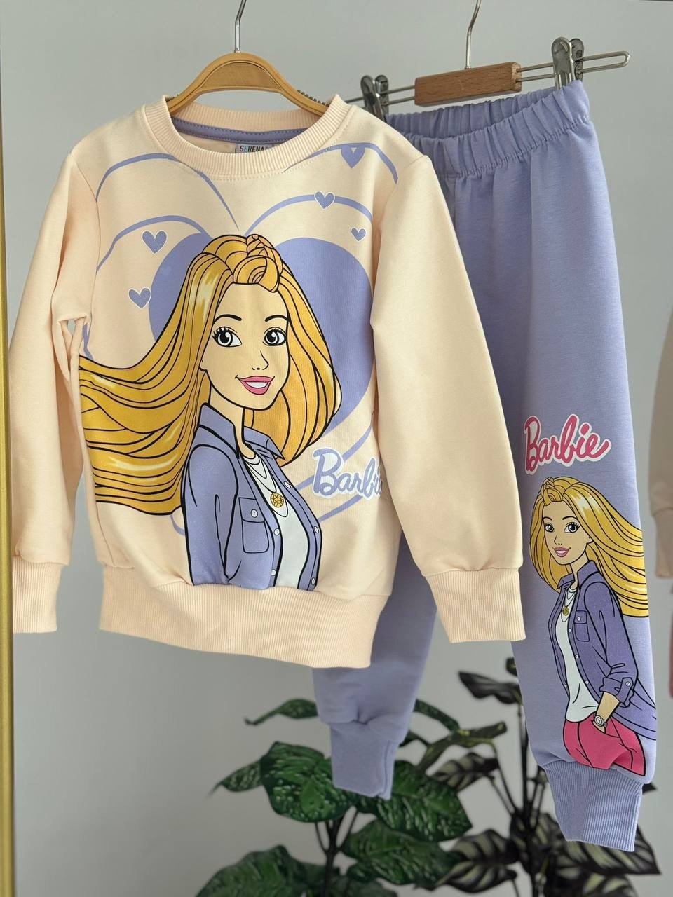 Kız Çocuk Lila Barbie Baskılı 2'li Takım