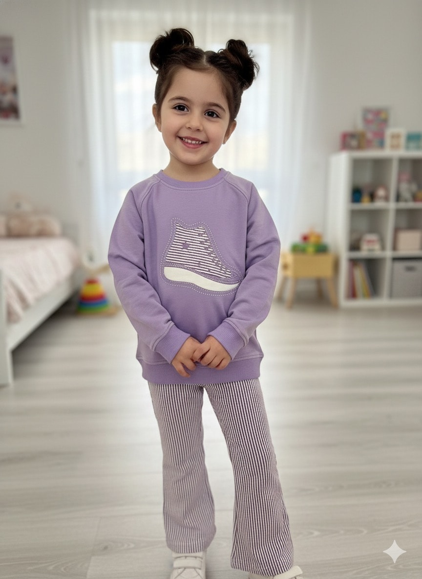 Kız Çocuk Mor Ayakkabı  2’li Takım