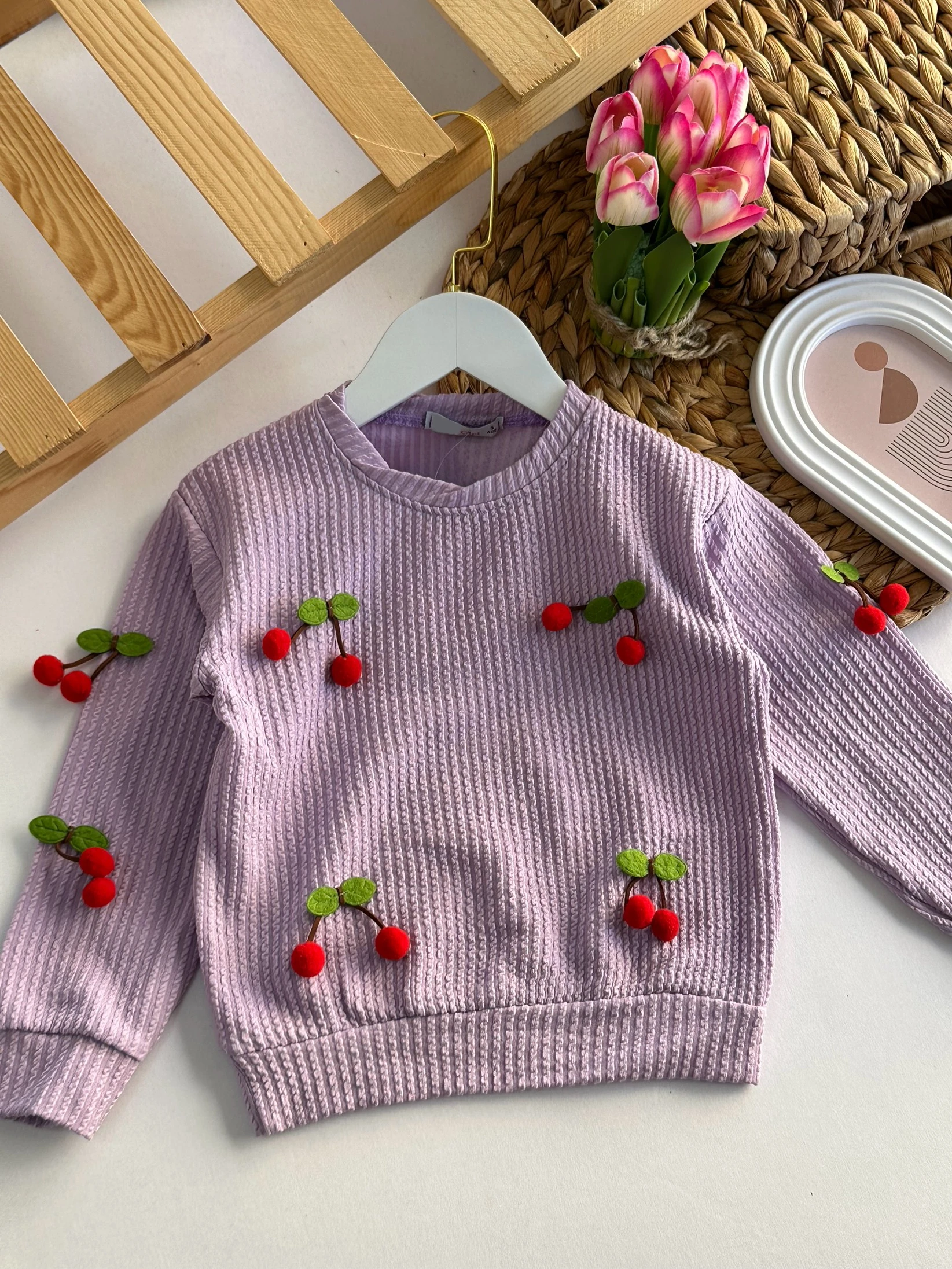 Kız Çocuk Lila Kirazlı Badi