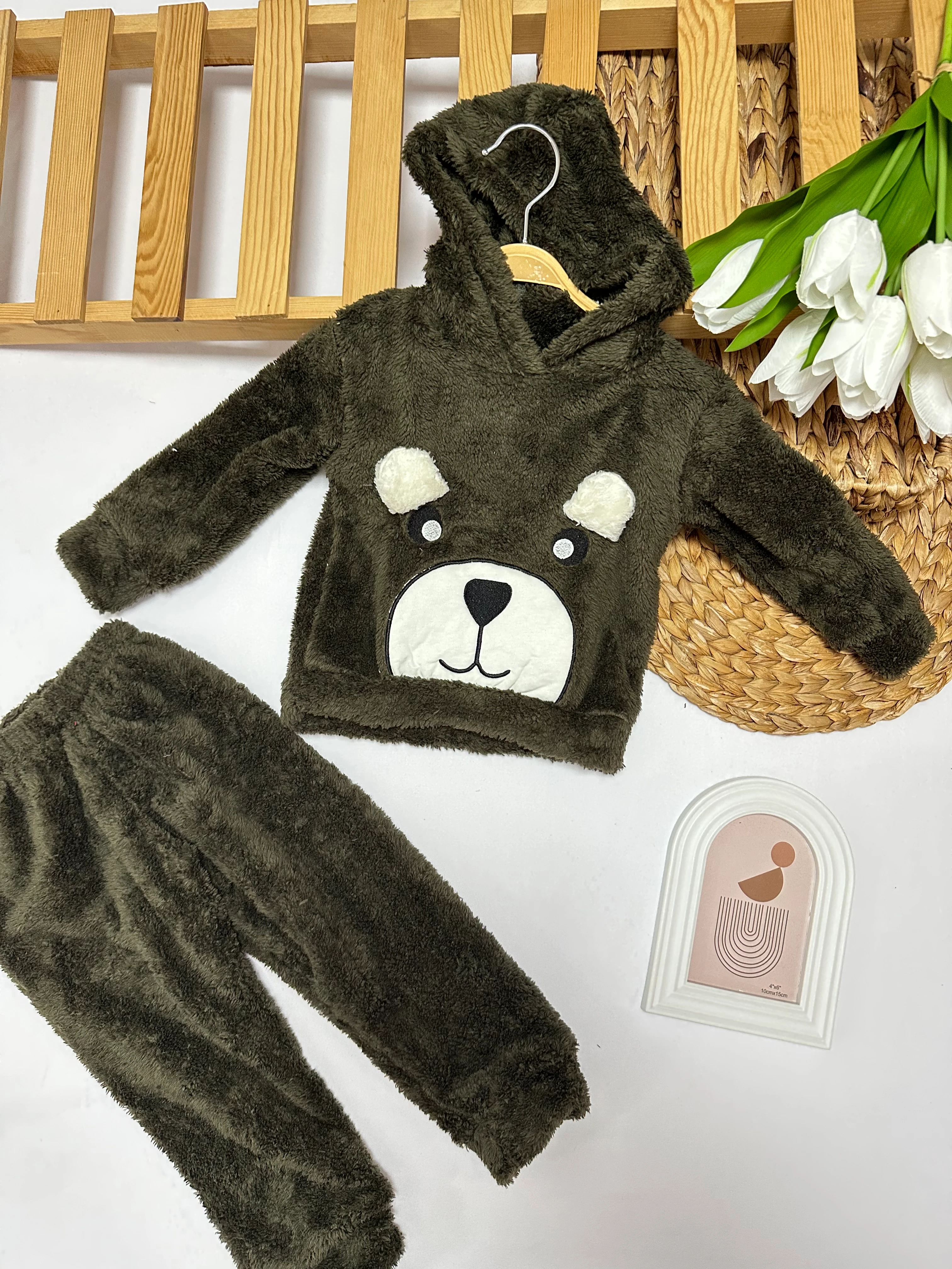 Çocuk Haki Ayıcık Peluş Takım