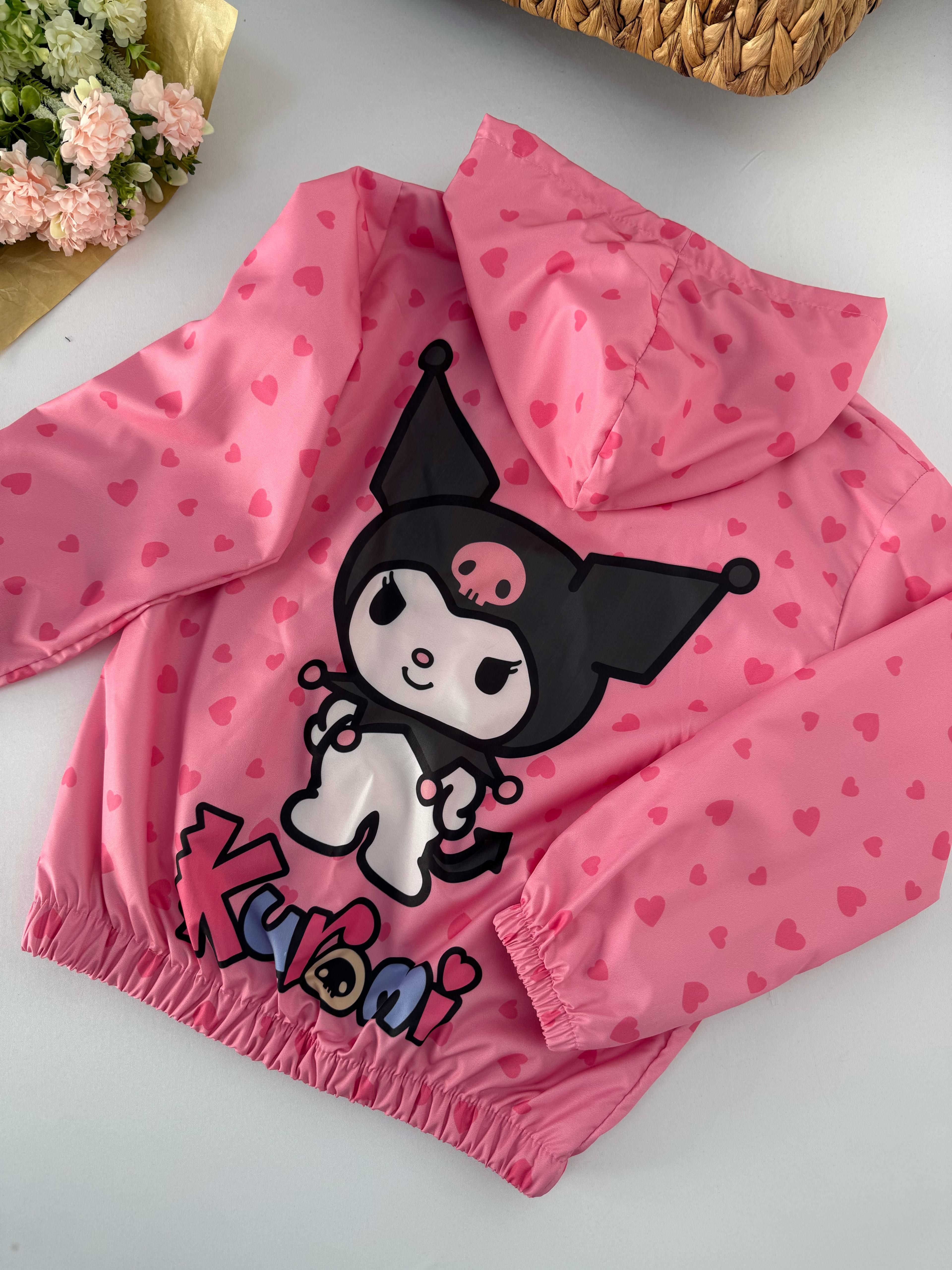 Kız Çocuk Pembe Kuromi Yağmurluk