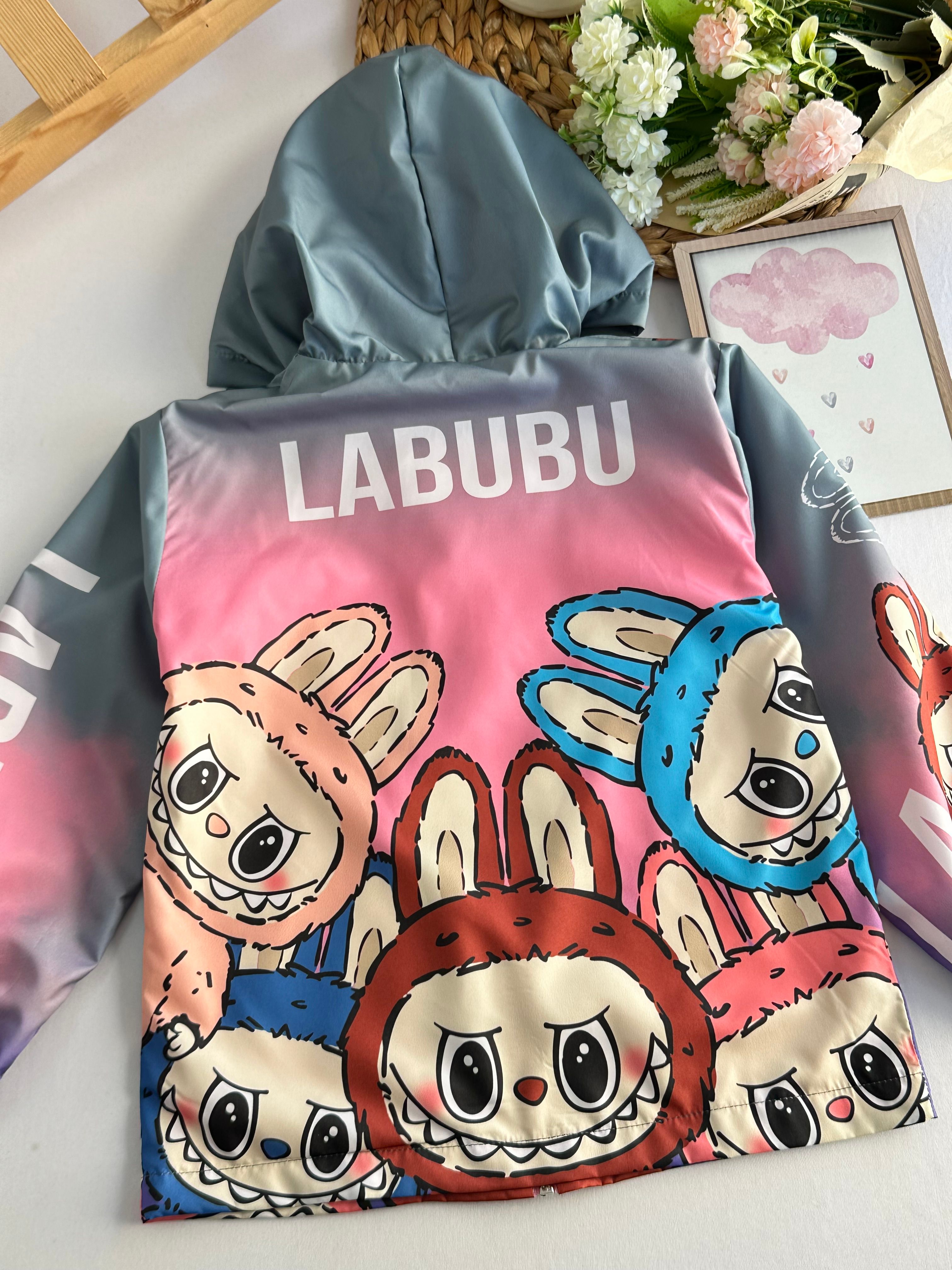 Kız Çocuk Gri Labubu Yağmurluk