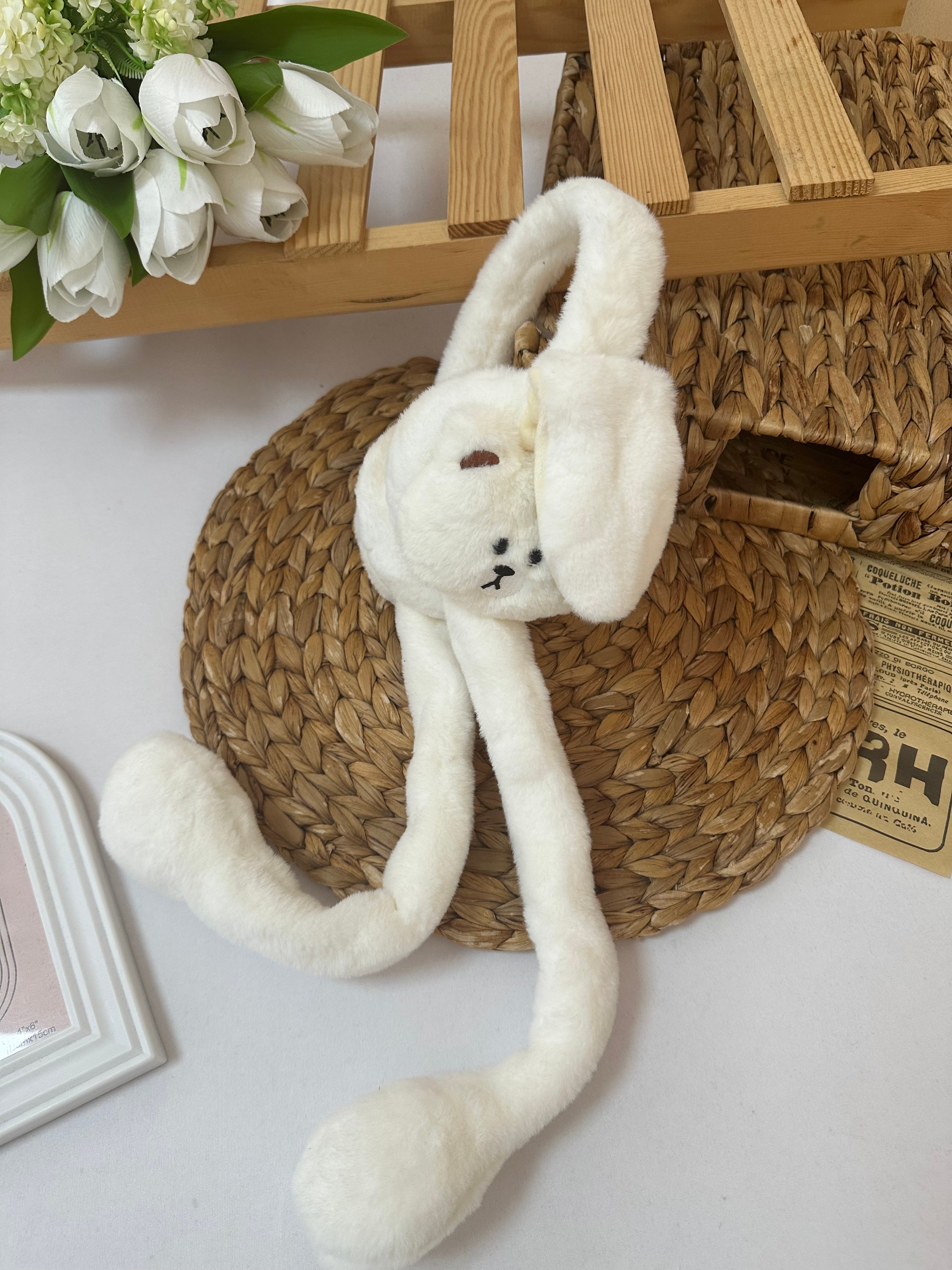 Kız Çocuk Beyaz  Hareketli Peluş Kulaklık