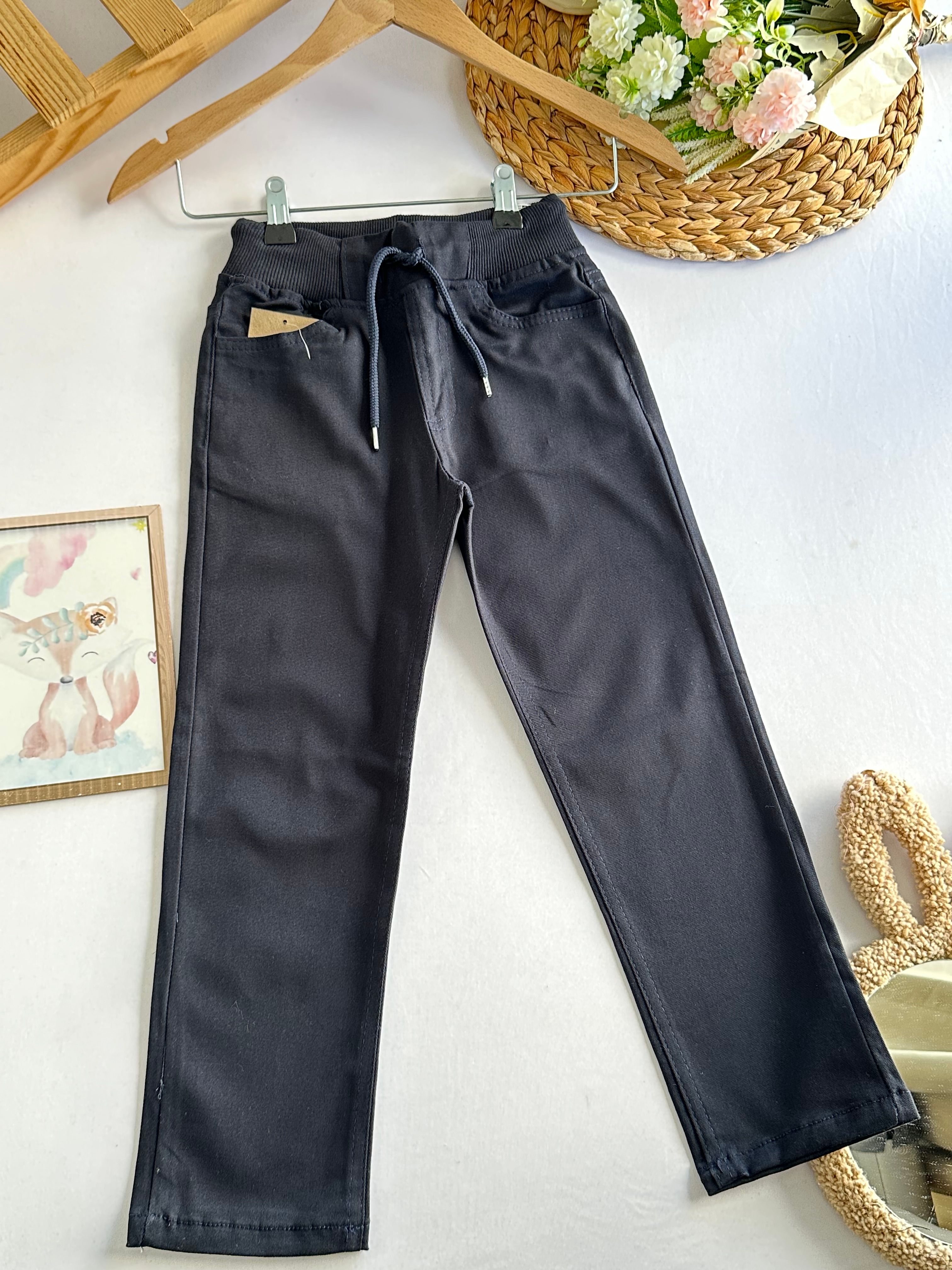 Lacivert Beli Lastikli Okul Pantolon