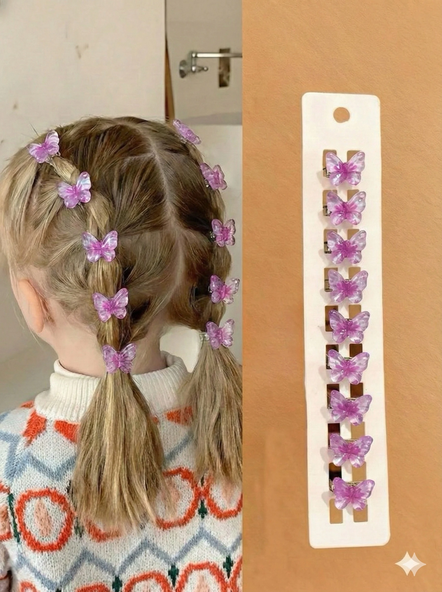 Kelebek Fuşya 10'lu Charm Saç Yüzüğü