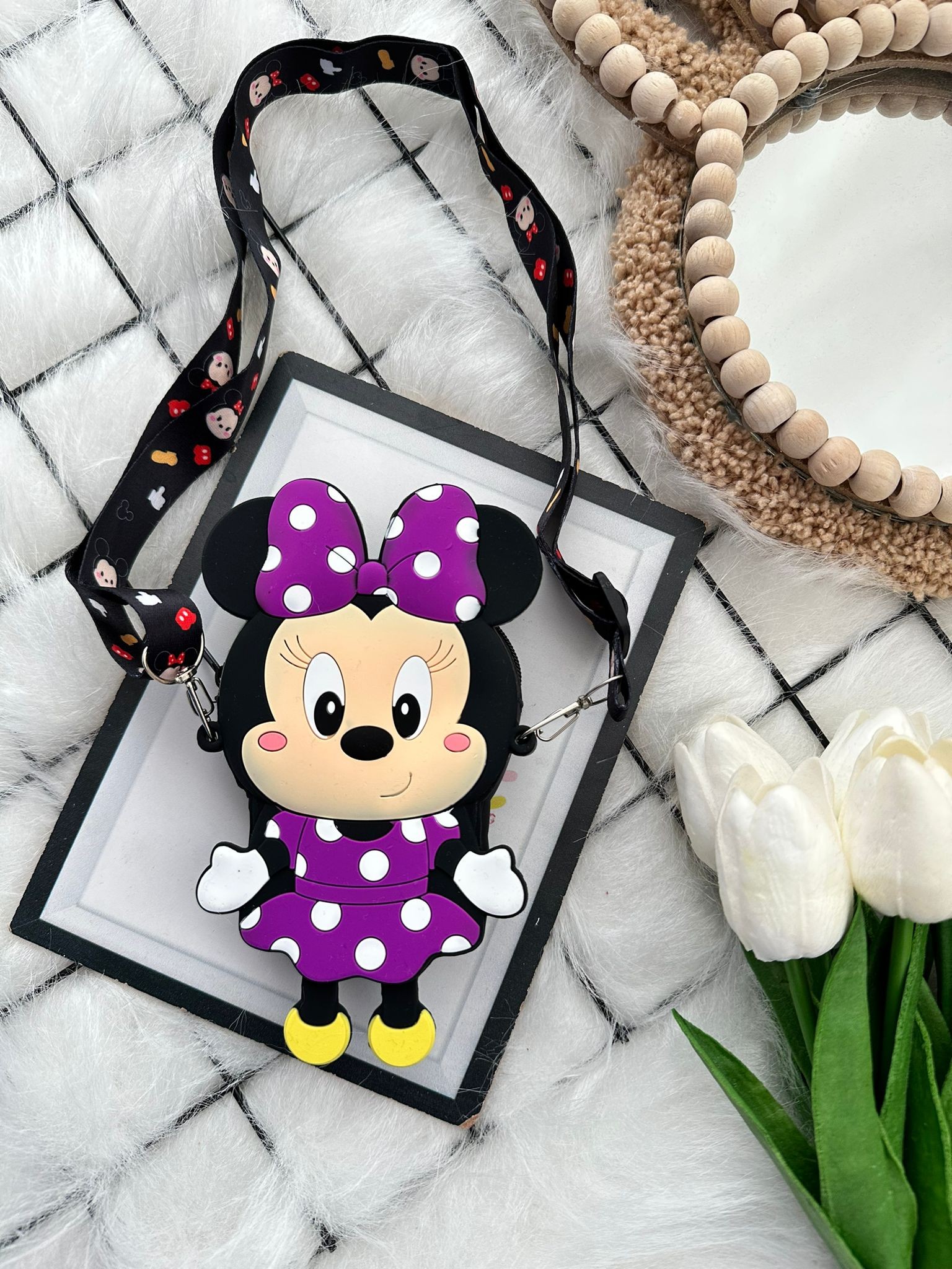 Mor Minnie Mouse Slikon Çanta