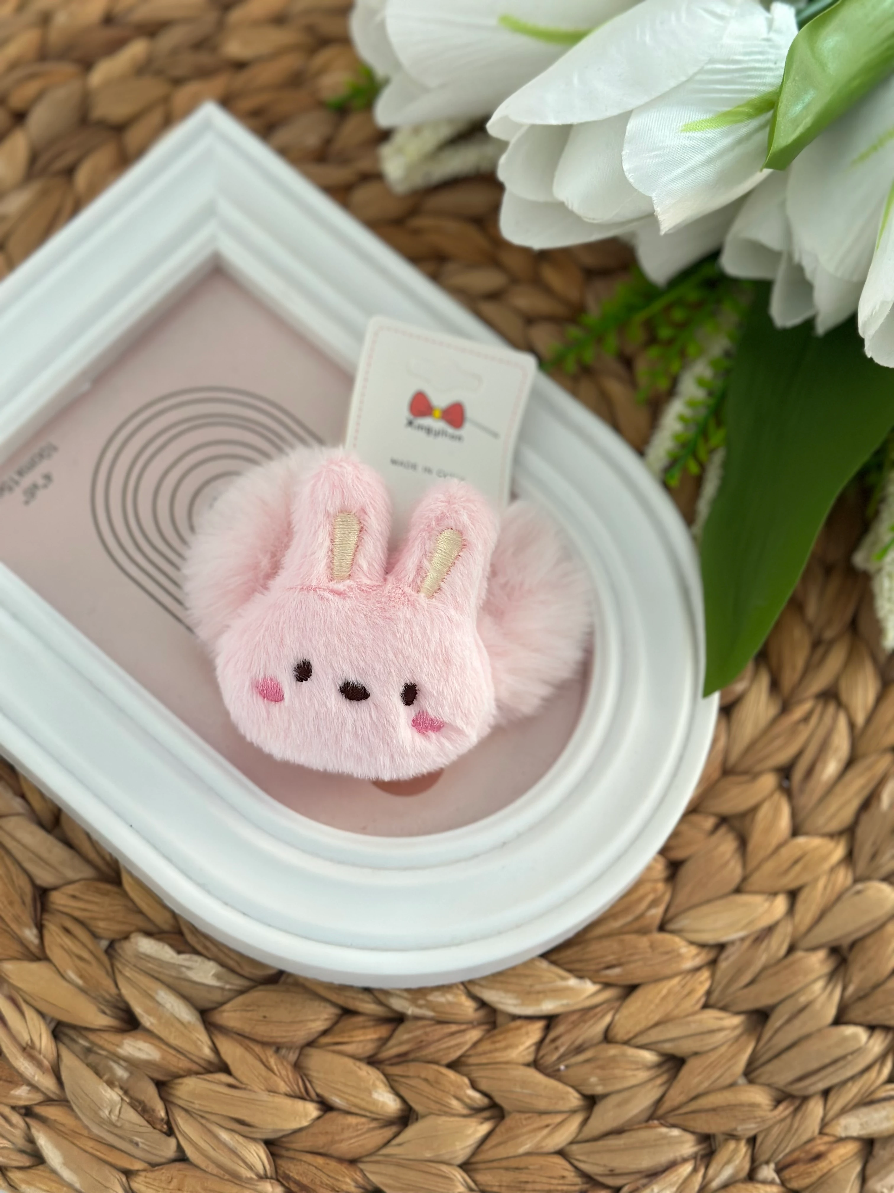 Pembe Tavşancık Peluş Lastik Toka