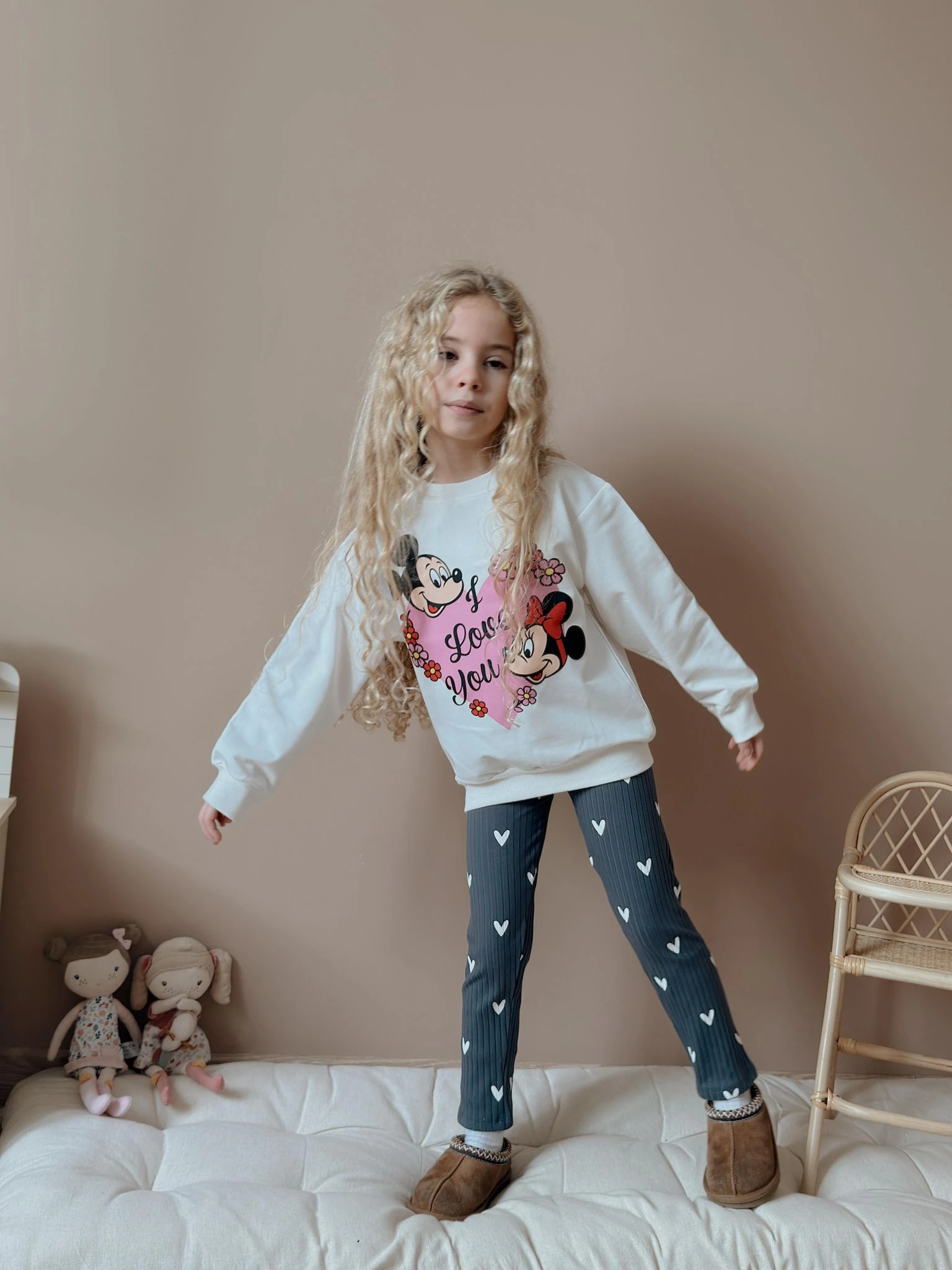 Beyaz Minnie Desenli Alt-Üst Takım