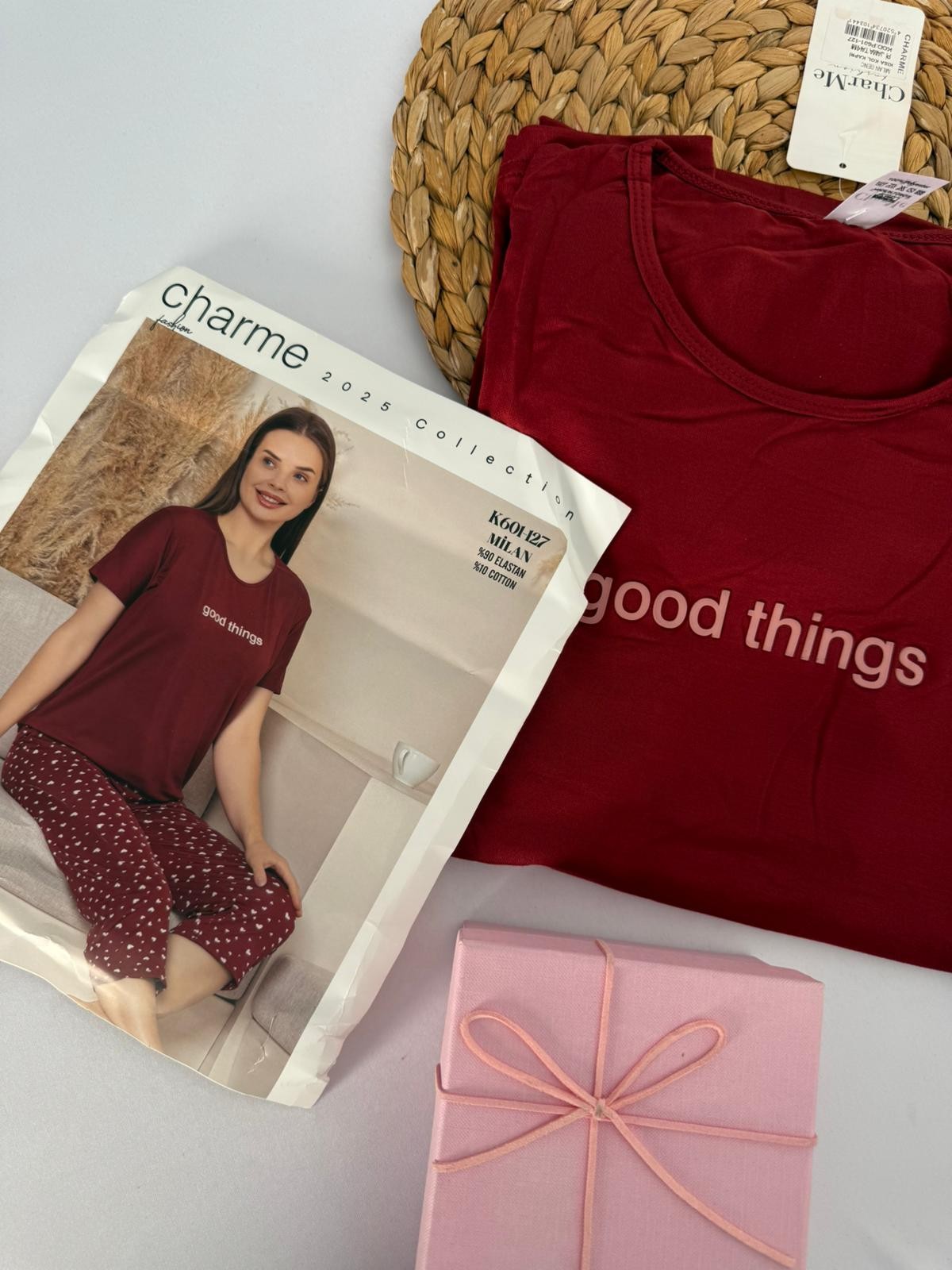 Bordo Good Things Kaprili Kadın Pijama Takımı