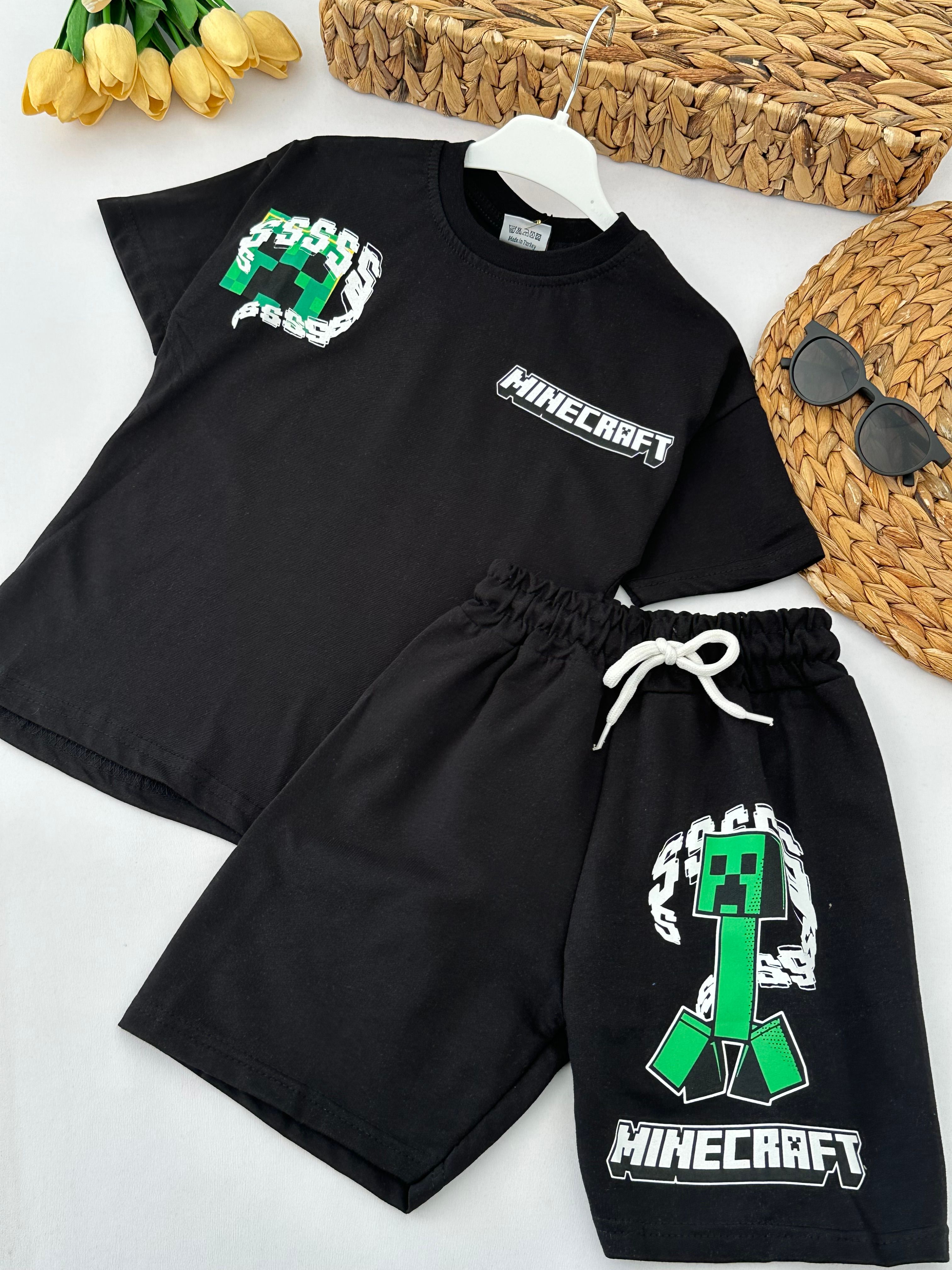 Erkek Çocuk Siyah Minecraft Takım