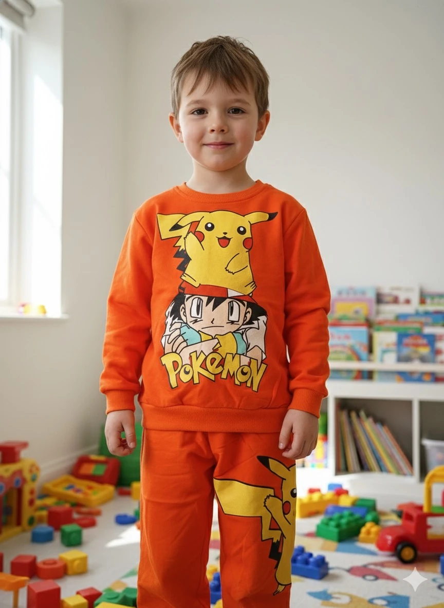 Erkek Çocuk Turuncu Pokemon Takım