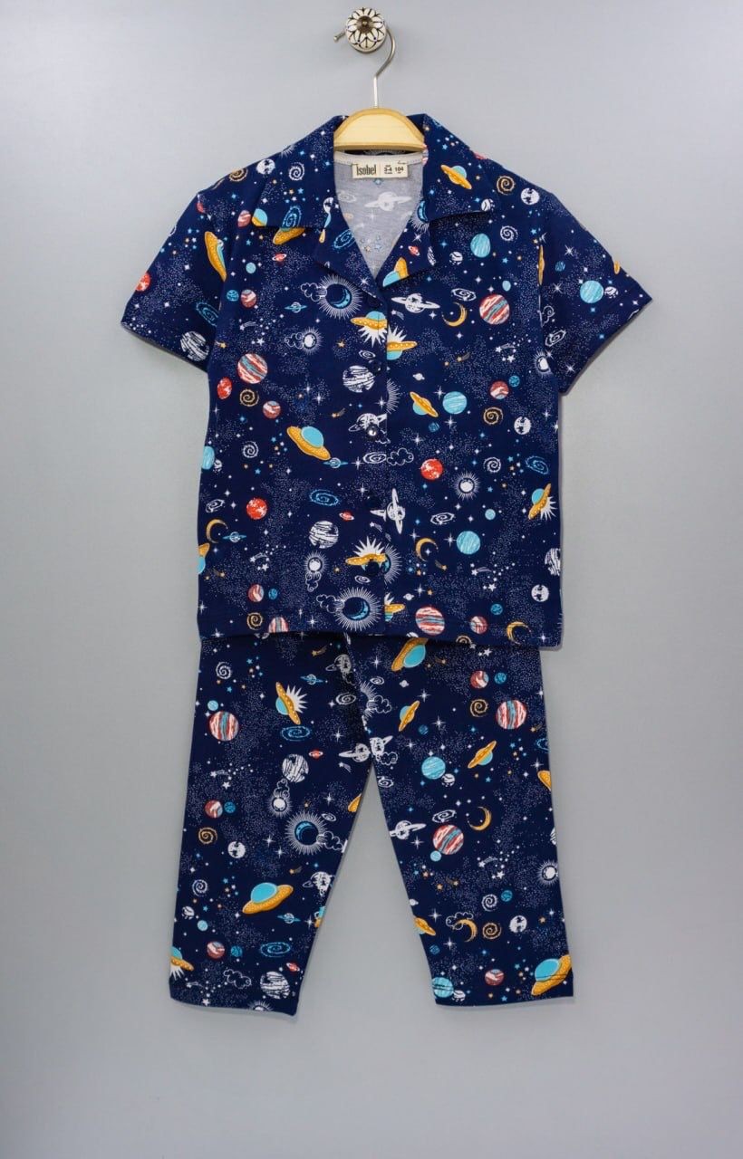 Kız Çocuk Uzay Desenli Pijama Takım