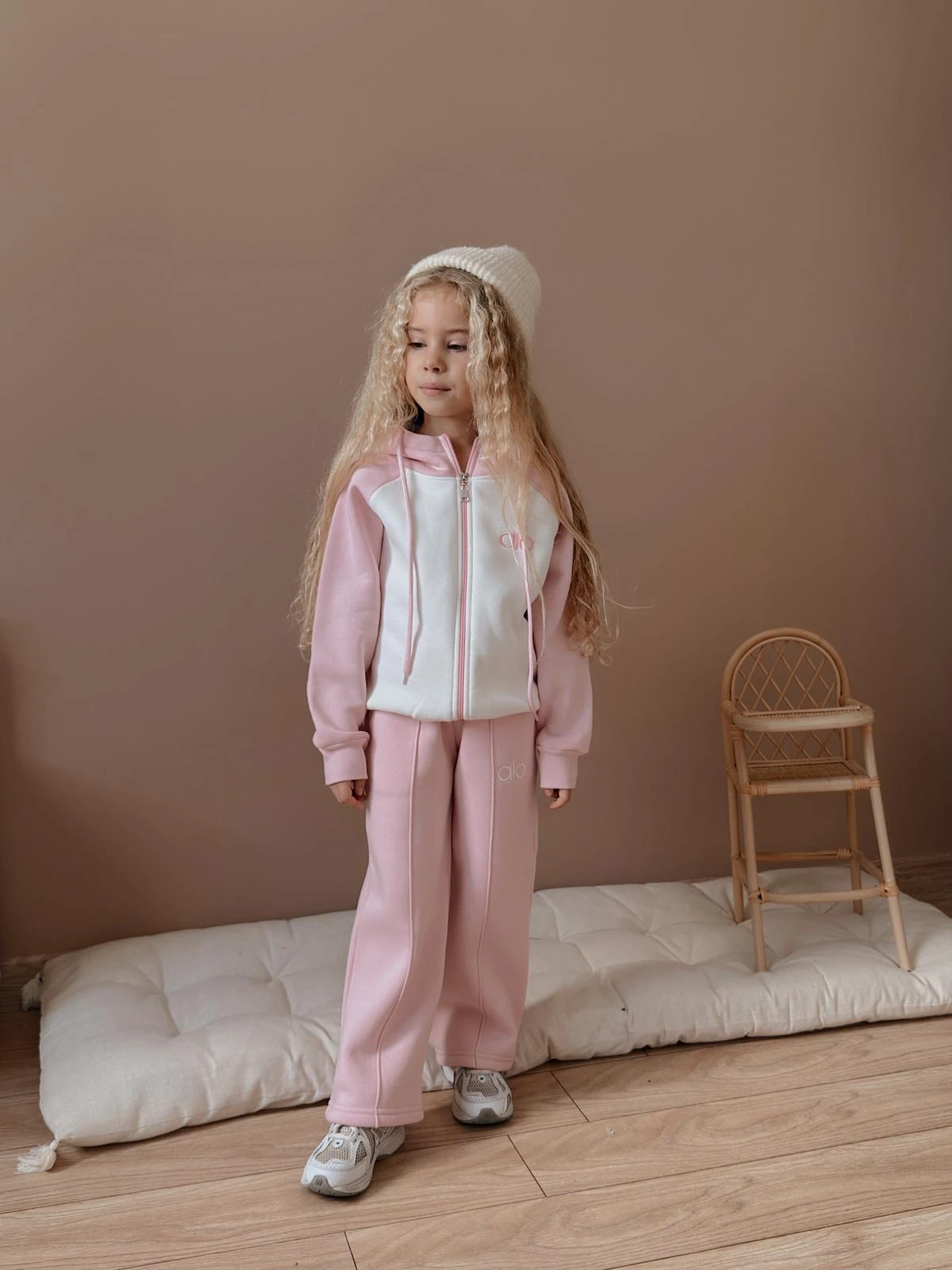 Kız Çocuk Pembe Fermuarlı Alt-Üst Takım
