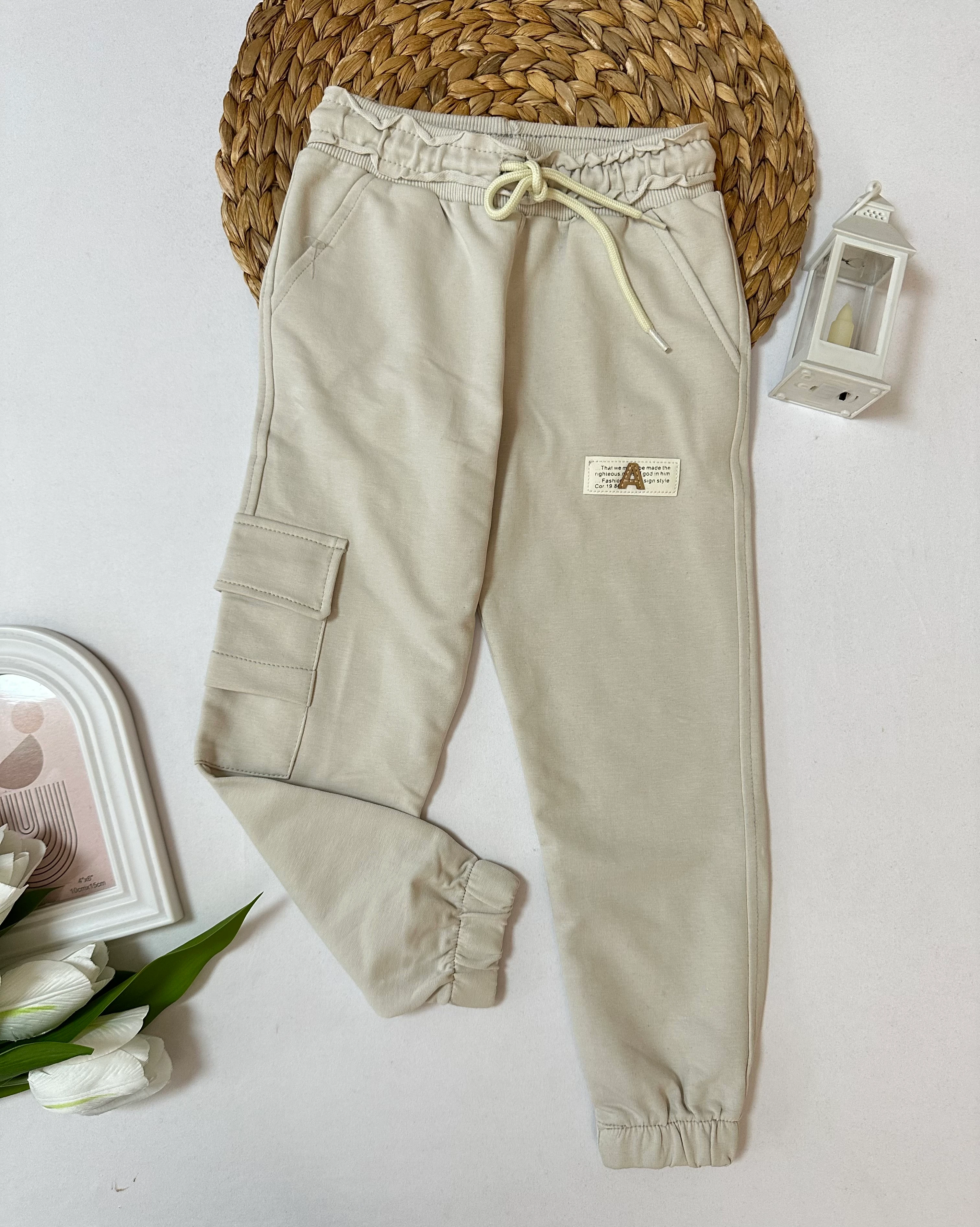 Ekru Kargo Cepli A Eşofman Altı