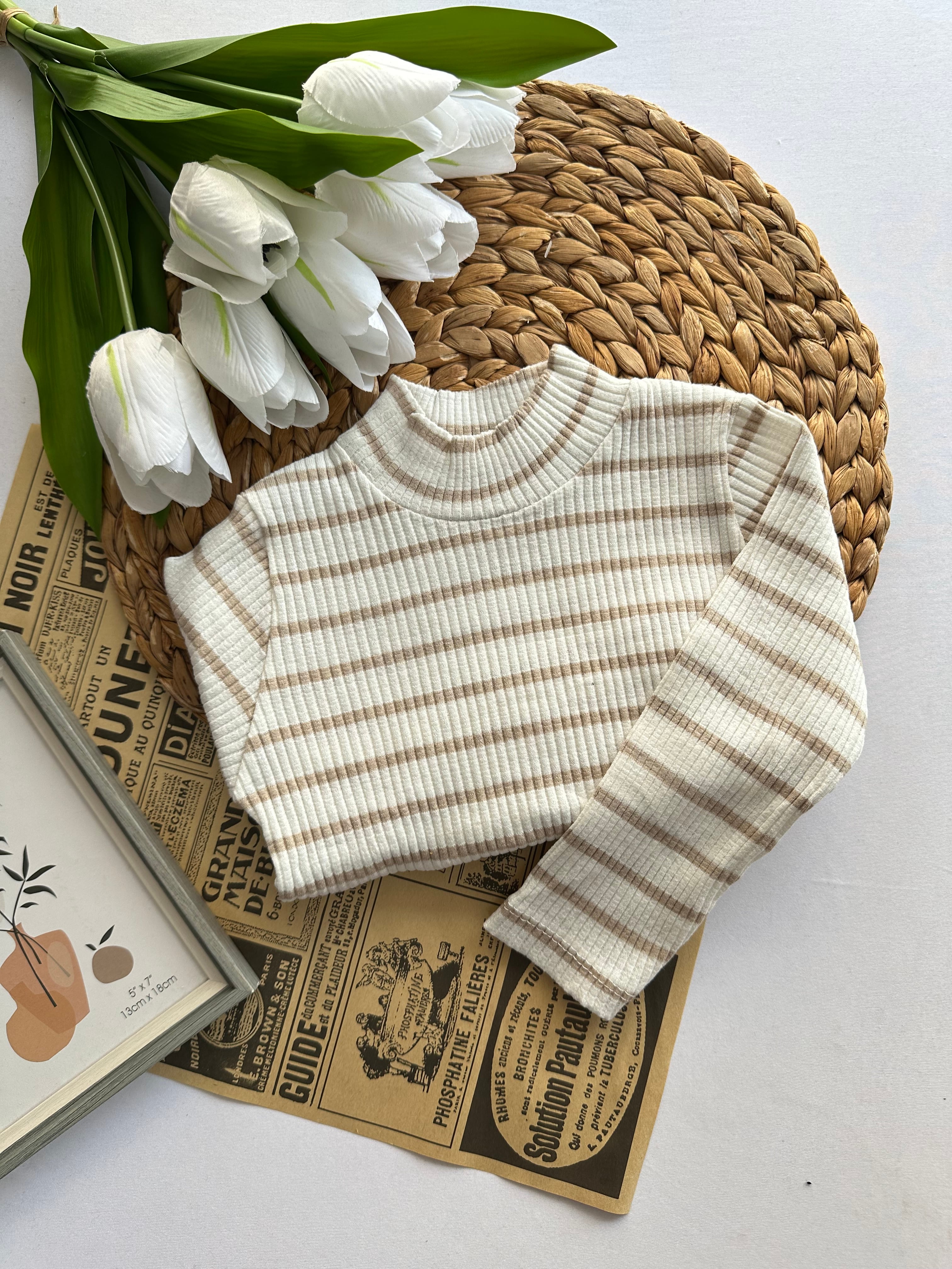 Kız Çocuk Beyaz Vizon Çizgili  Kaşkorse Badi