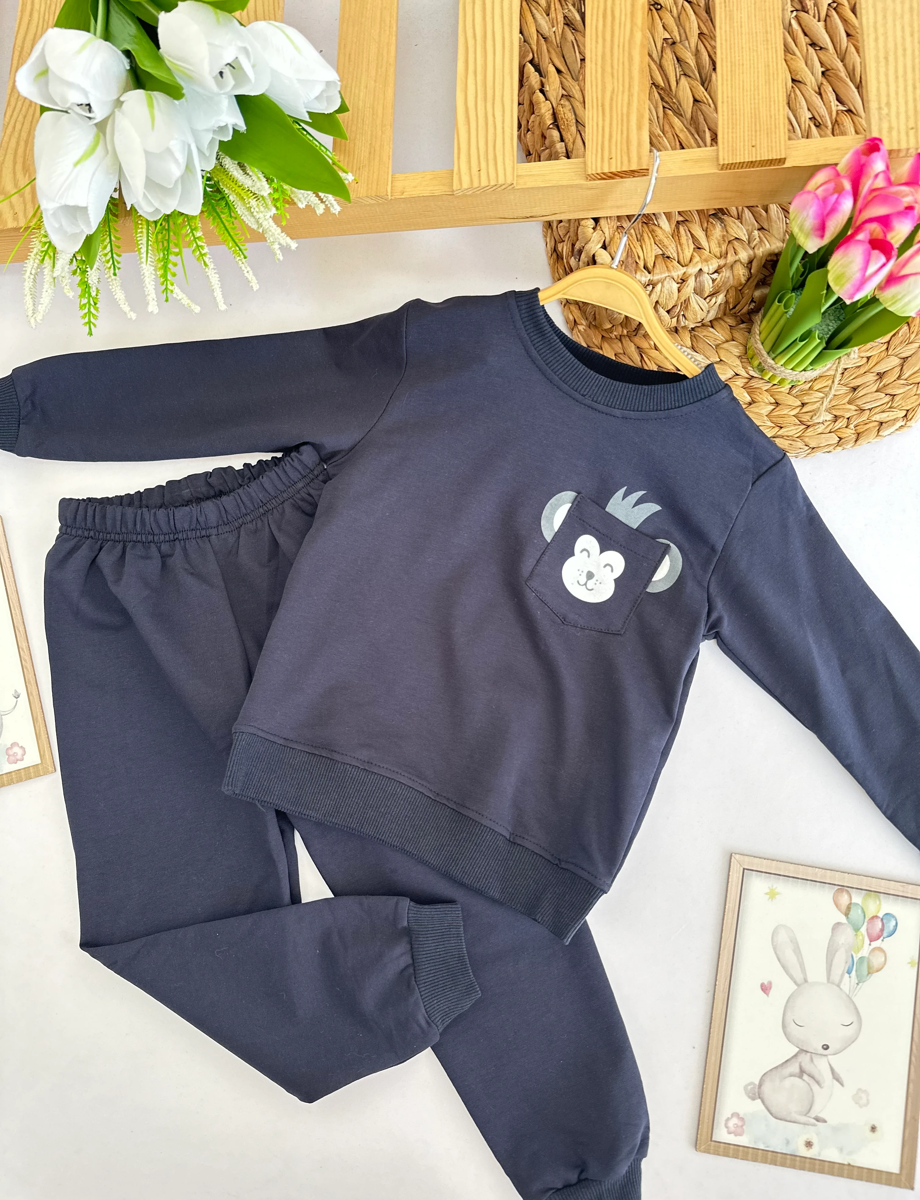 Erkek Çocuk Lacivert Maymuncuk 2'li Takım