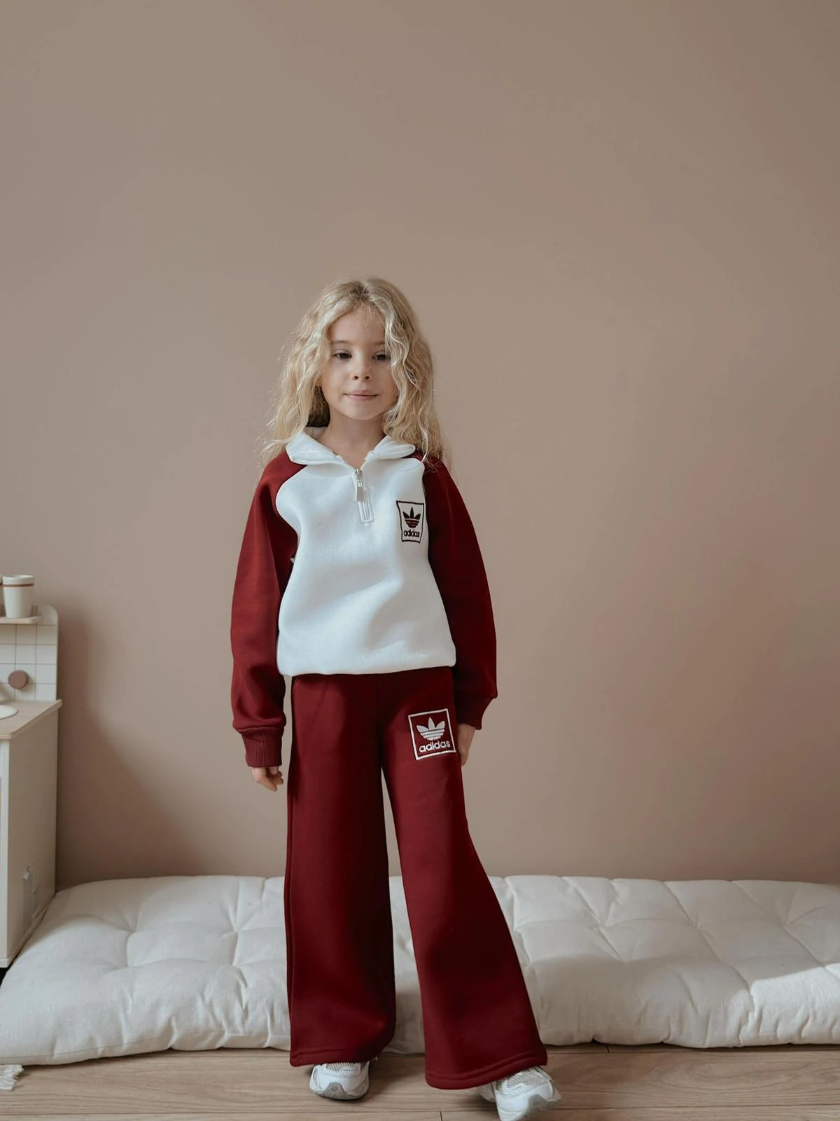 Kız Çocuk Bordo Çizgili 2’li Takım