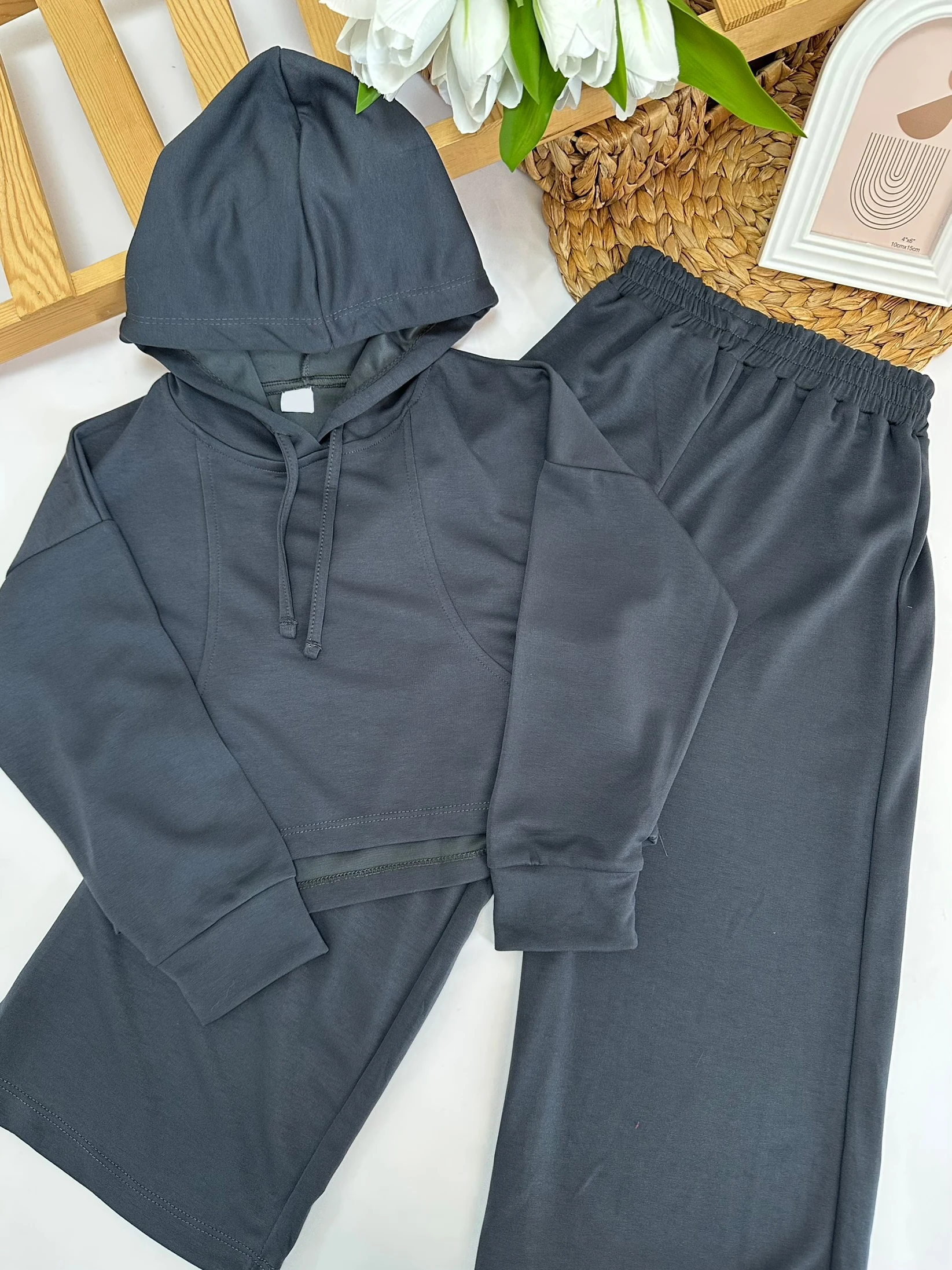 Kız Çocuk Antrasit Oysho Kapüşonlu Takım