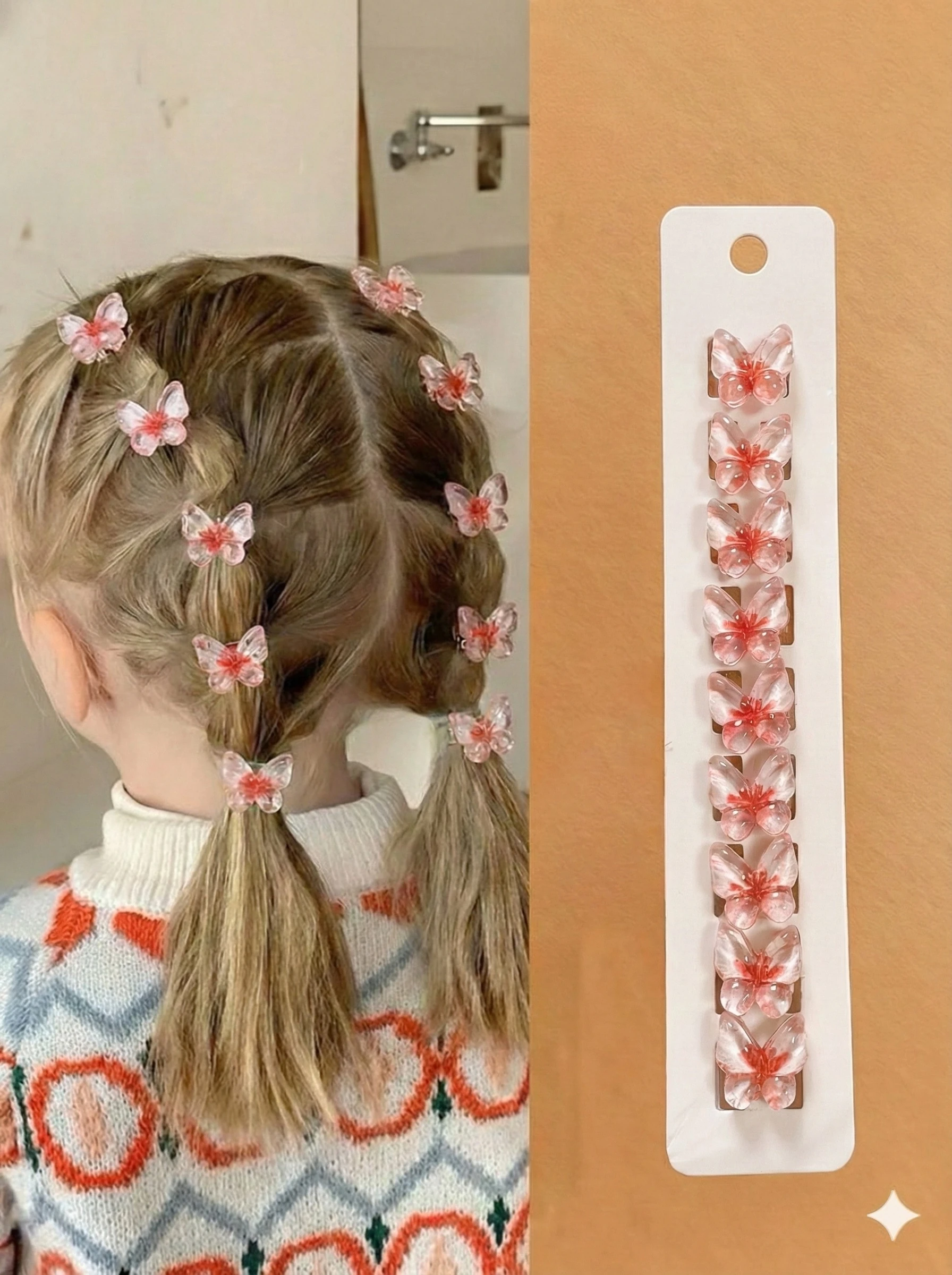 Kelebek Somon 10'lu Charm Saç Yüzüğü