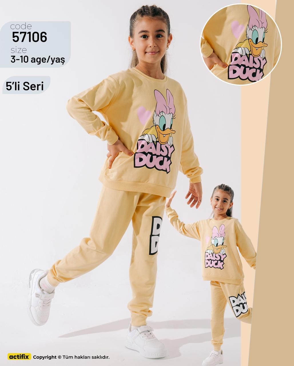 Kız Çocuk Sarı Daisy Duck 2'li Takım
