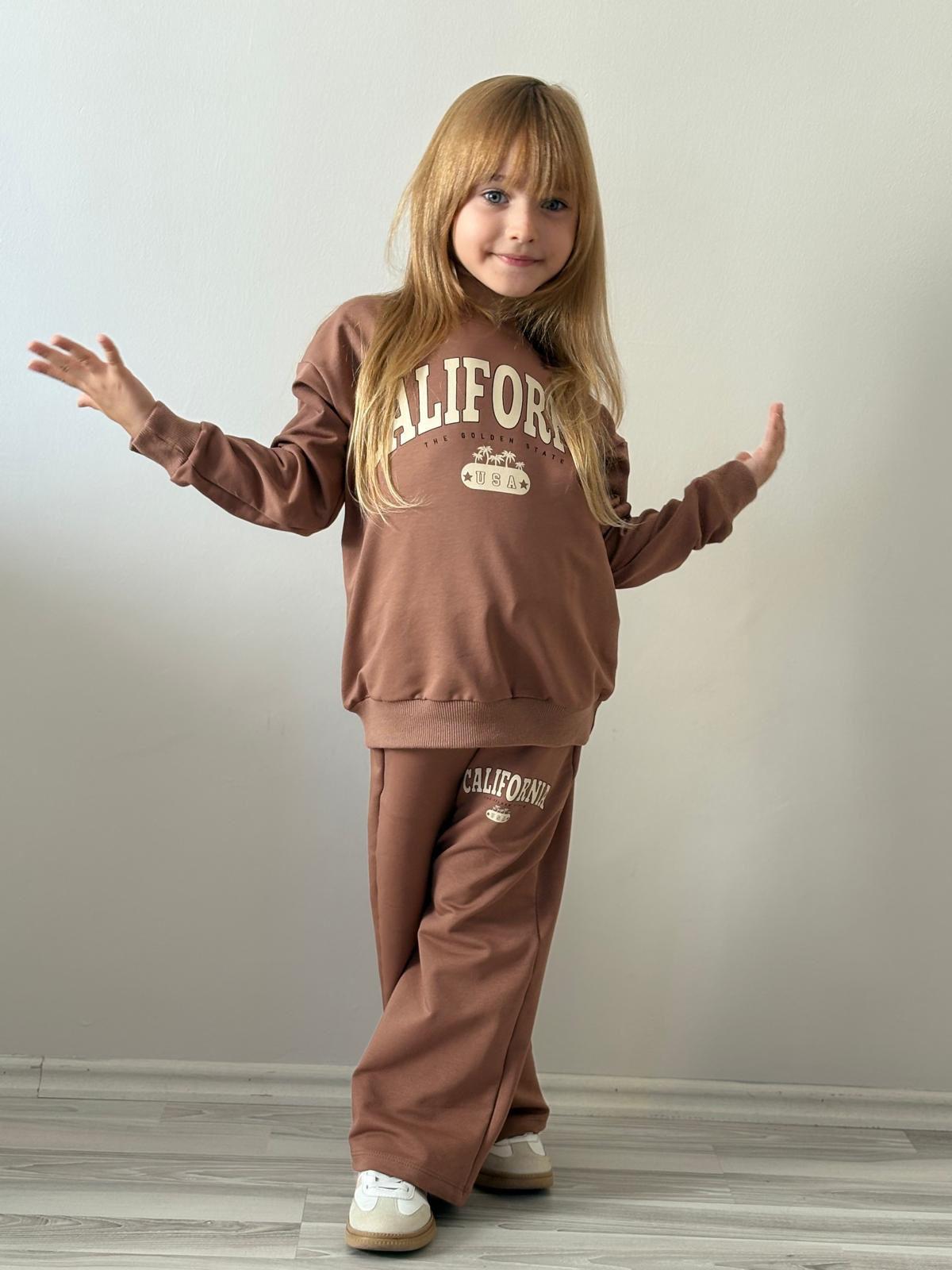 Kız Çocuk Kahverengi California Alt-Üst Takım