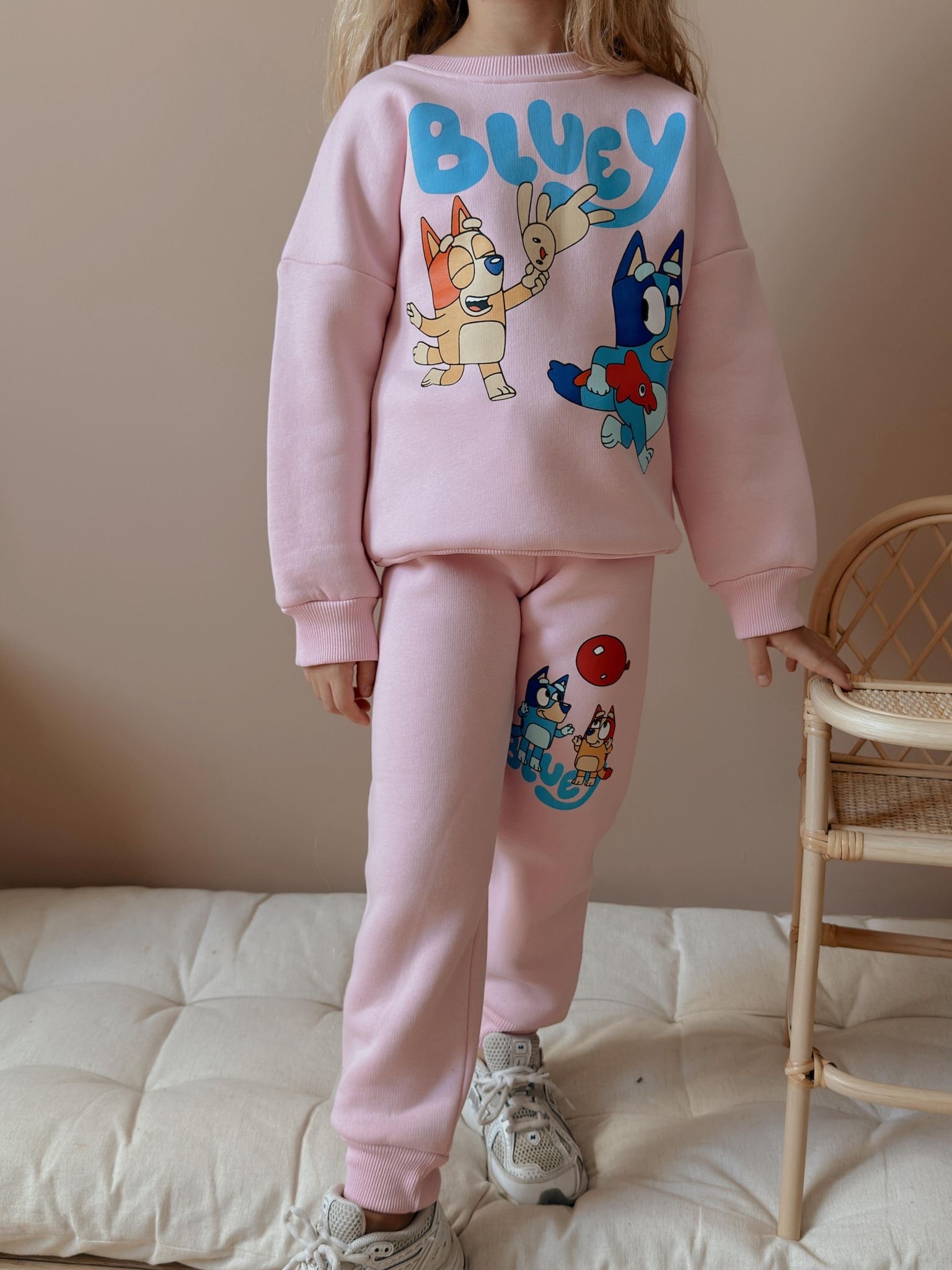 Kız Çocuk Pembe Bluey Desenli 2'li Takım