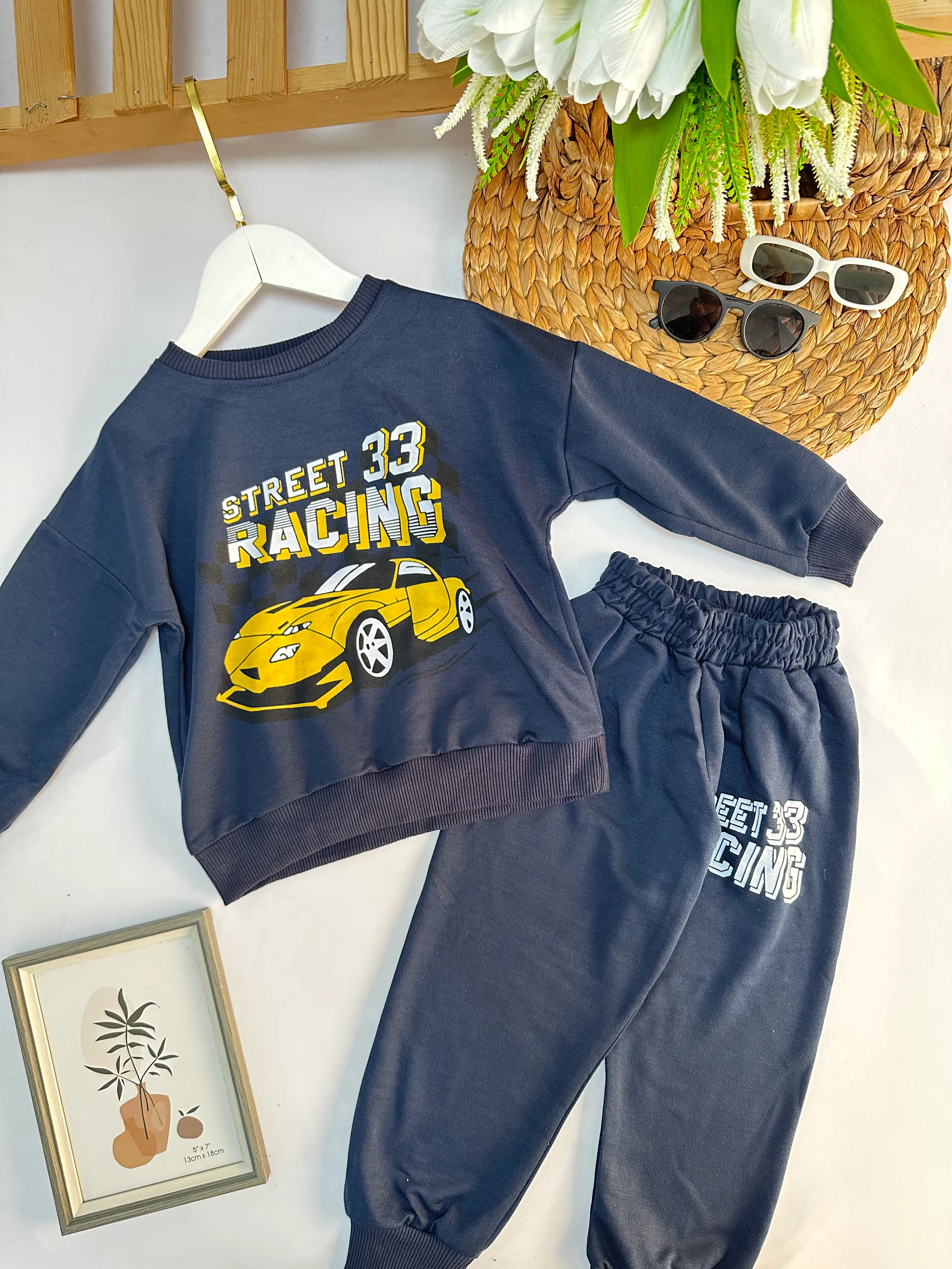 Erkek Çocuk Lacivert Street Baskılı Takım