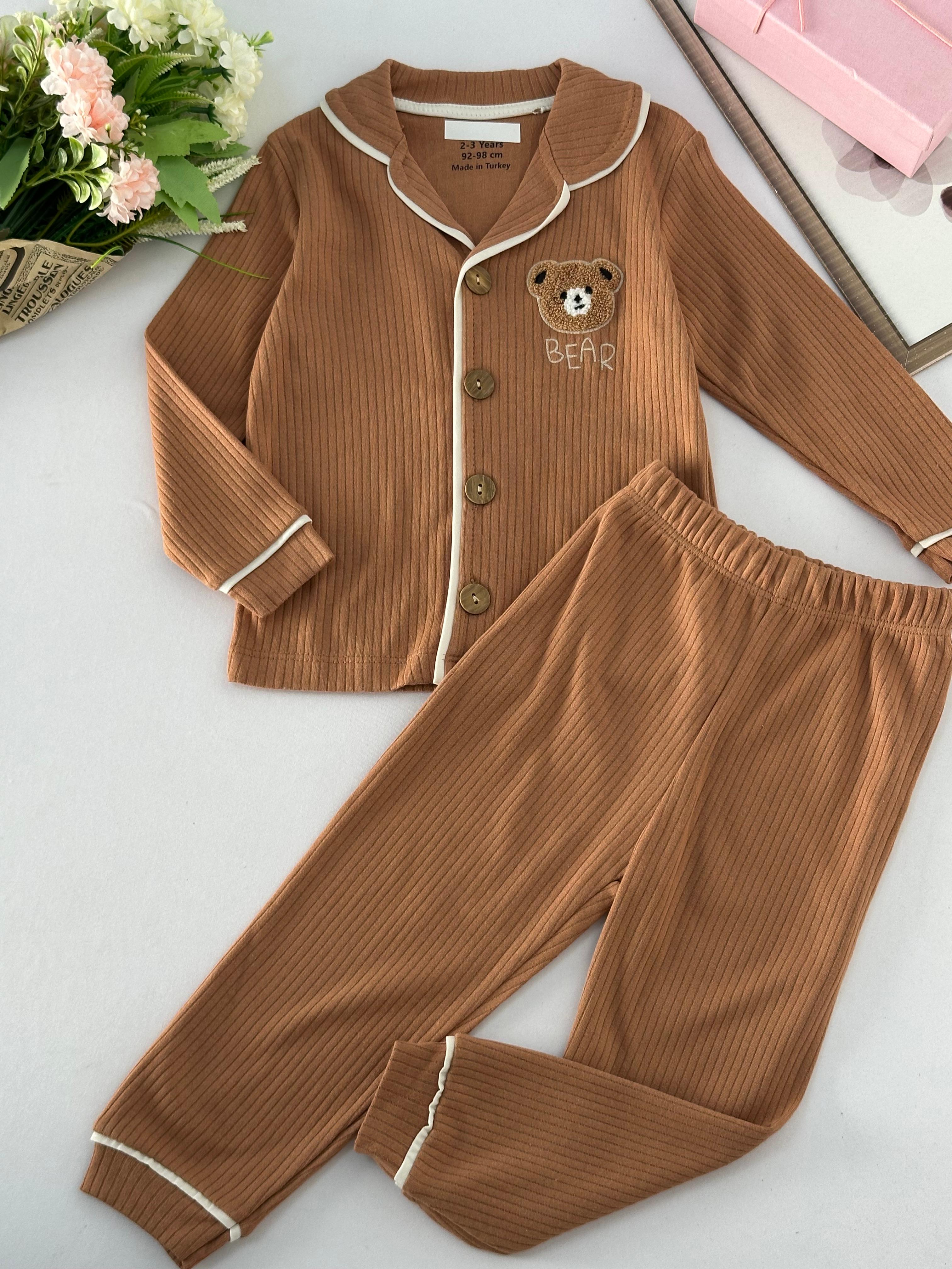 Erkek Çocuk Kahve Ayıcıklı Pijama Takımı