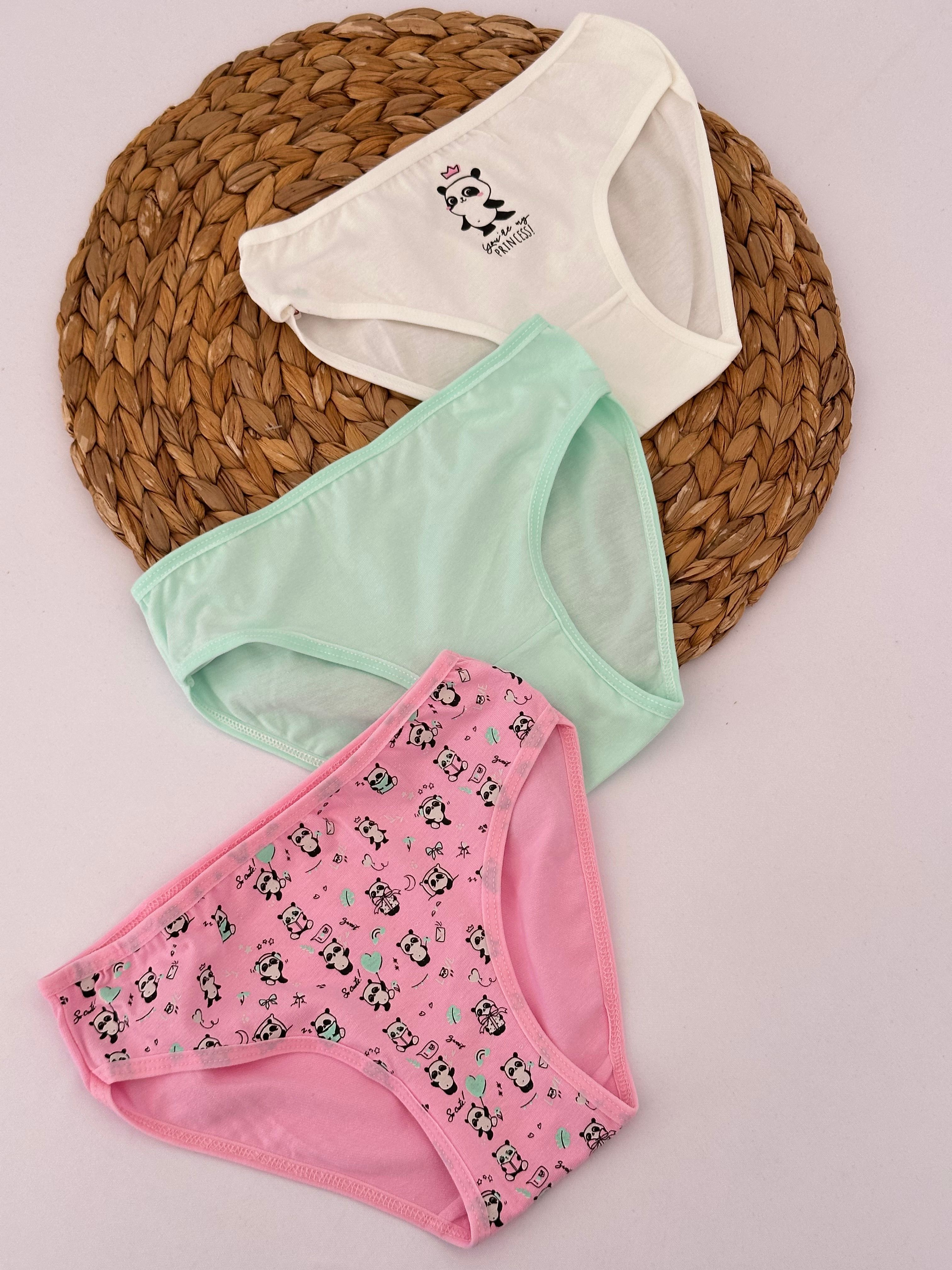 Kız Çocuk Pembe Panda Desenli 3’lü Slip Külot