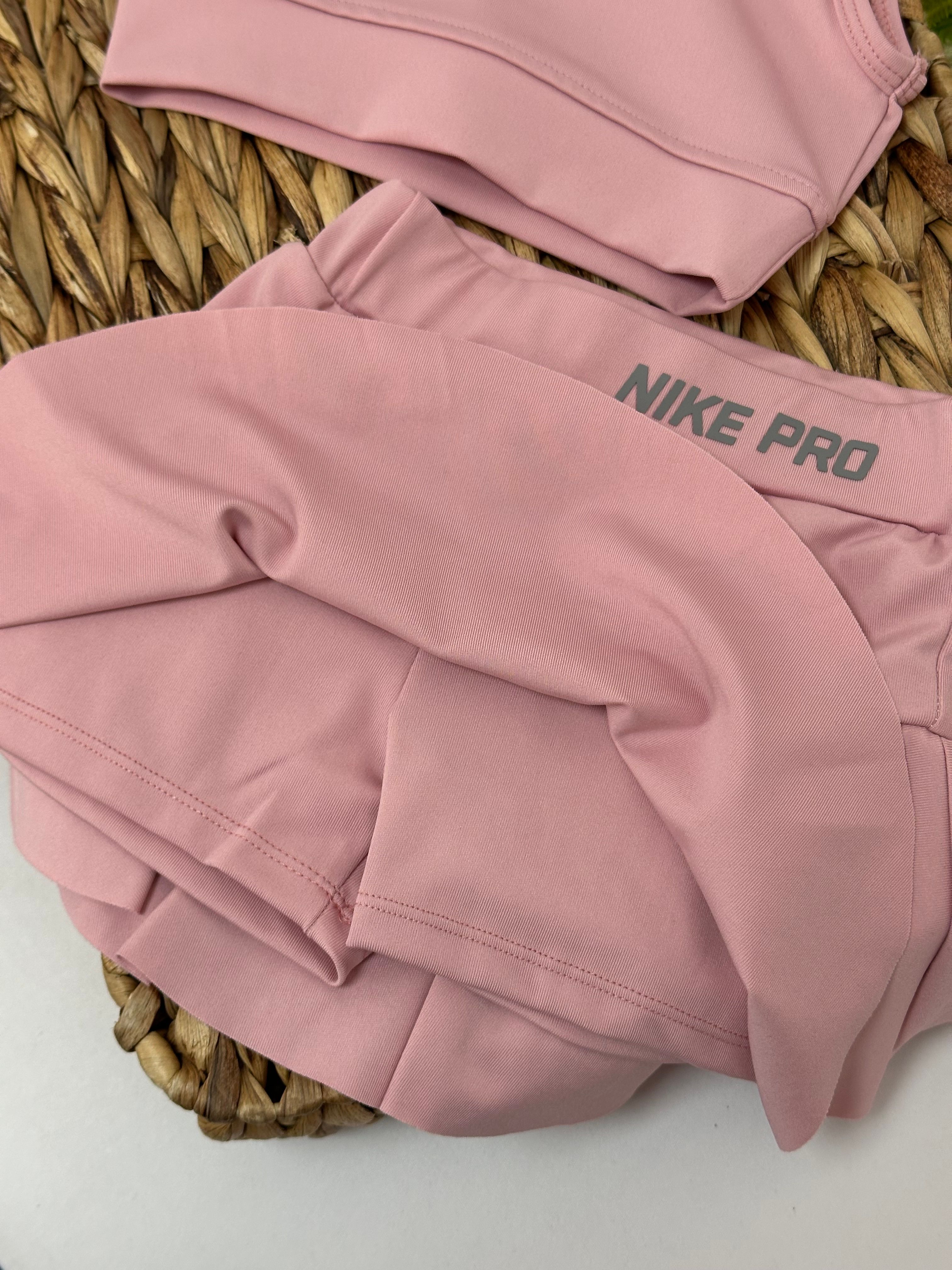 Kız Çocuk Pudra Nike Pro Şort Etek Crop Mayo