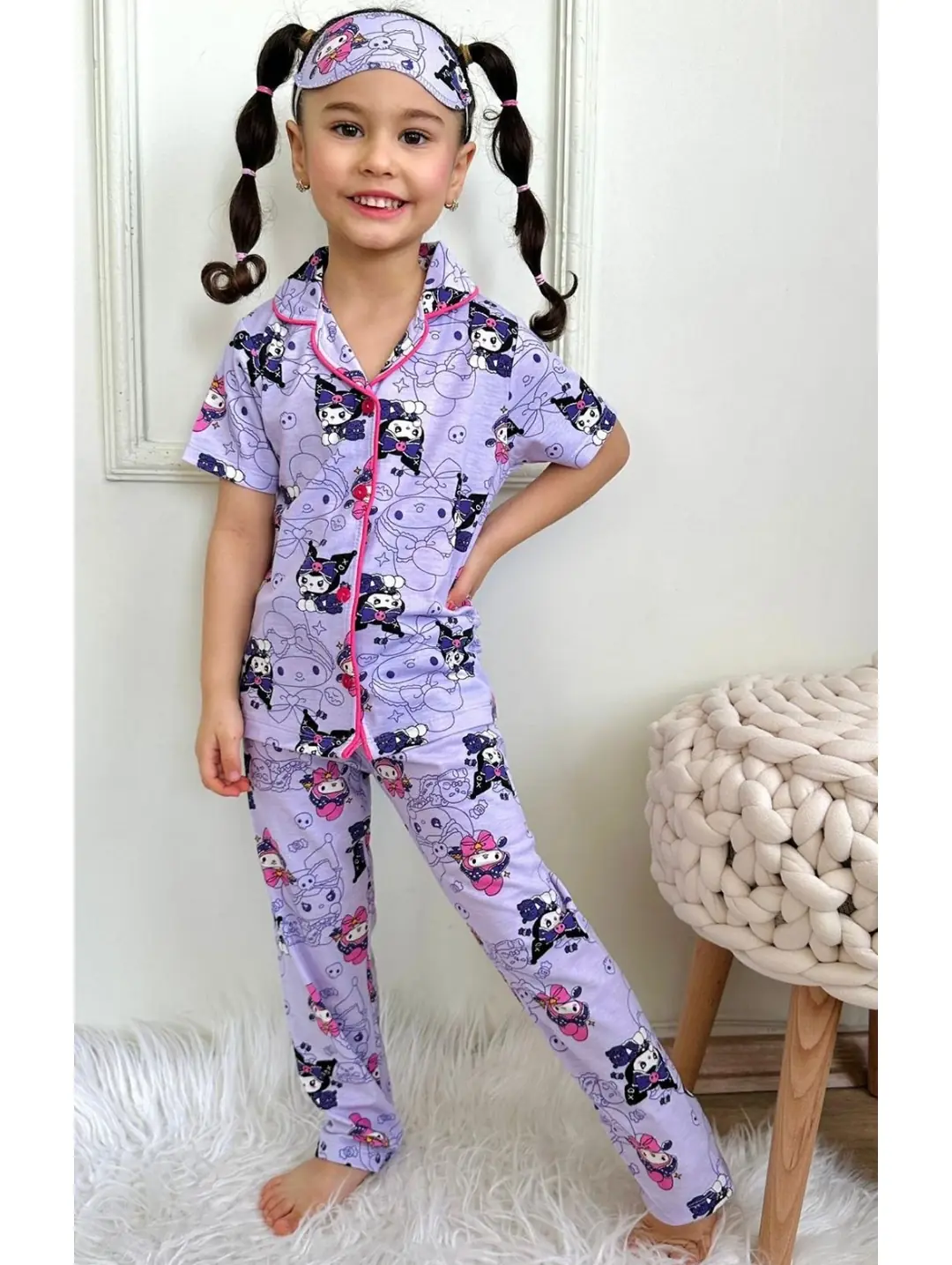 Kız Çocuk Lila Kuromi Pijama Takımı