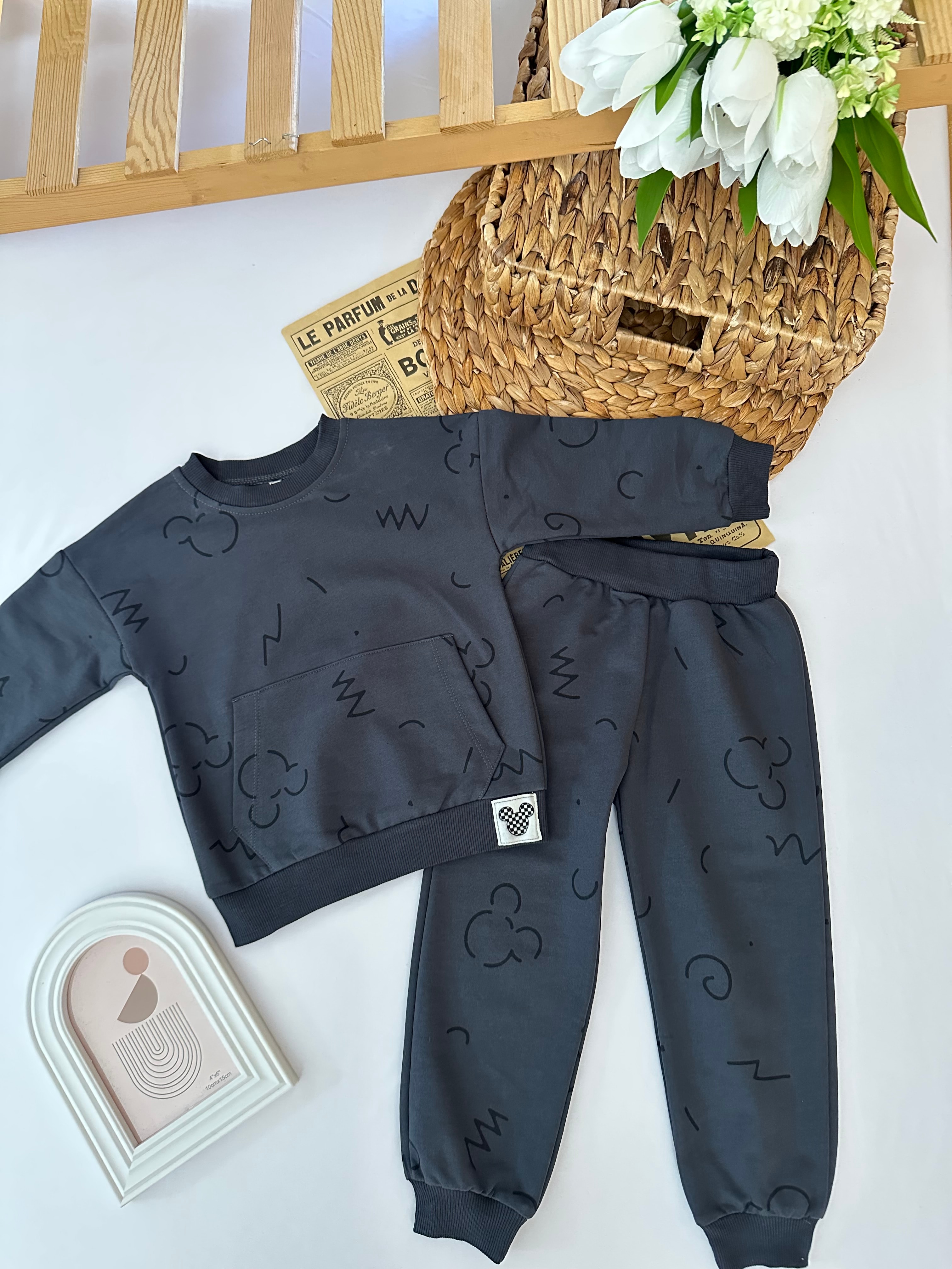 Erkek Çocuk Antrasit Mickey Takım